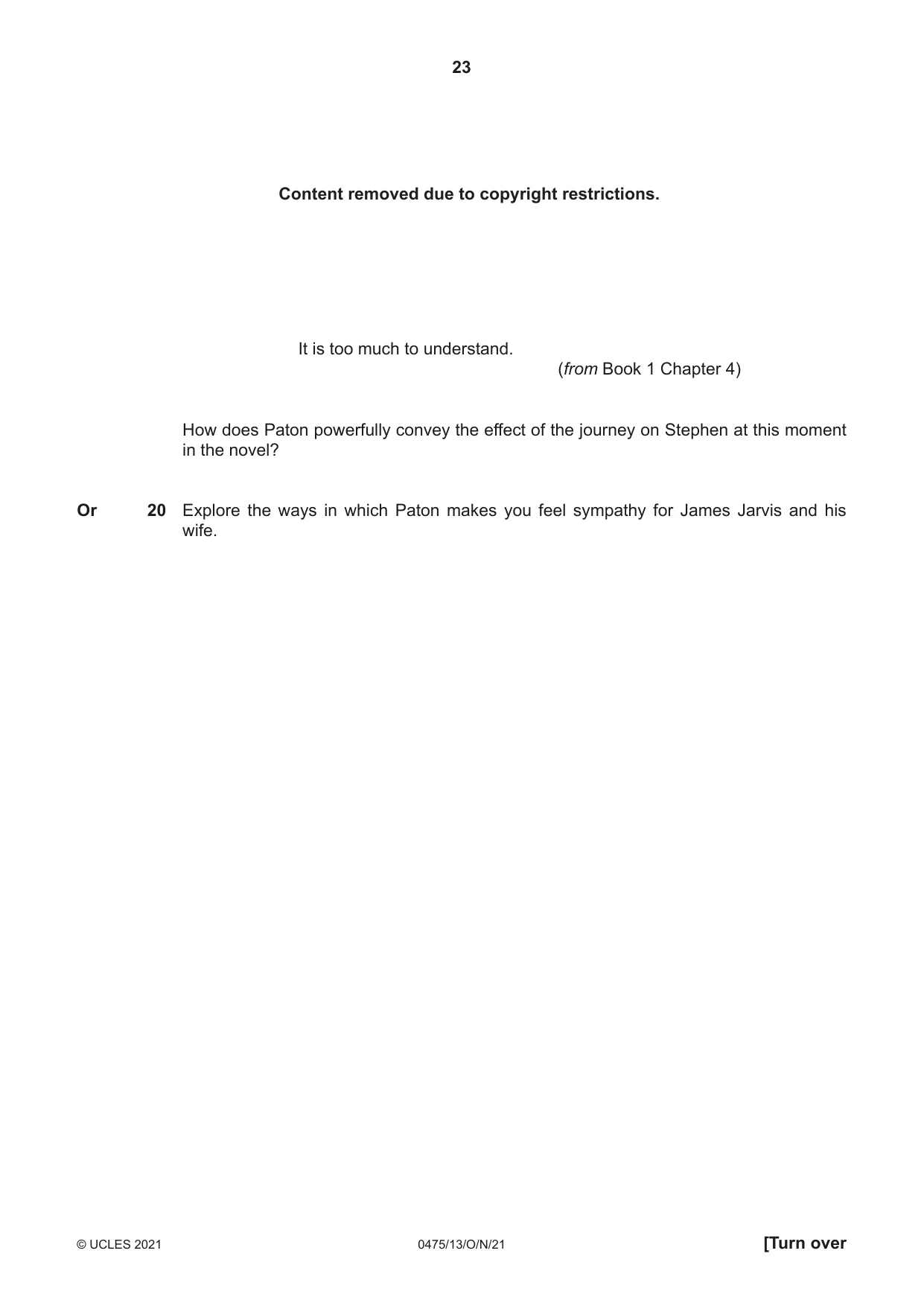 Cambridge IGCSE English - Literature in English 0475 2021 Oct/Nov Paper 1 · Variant 3 question paper, page 23 of 28