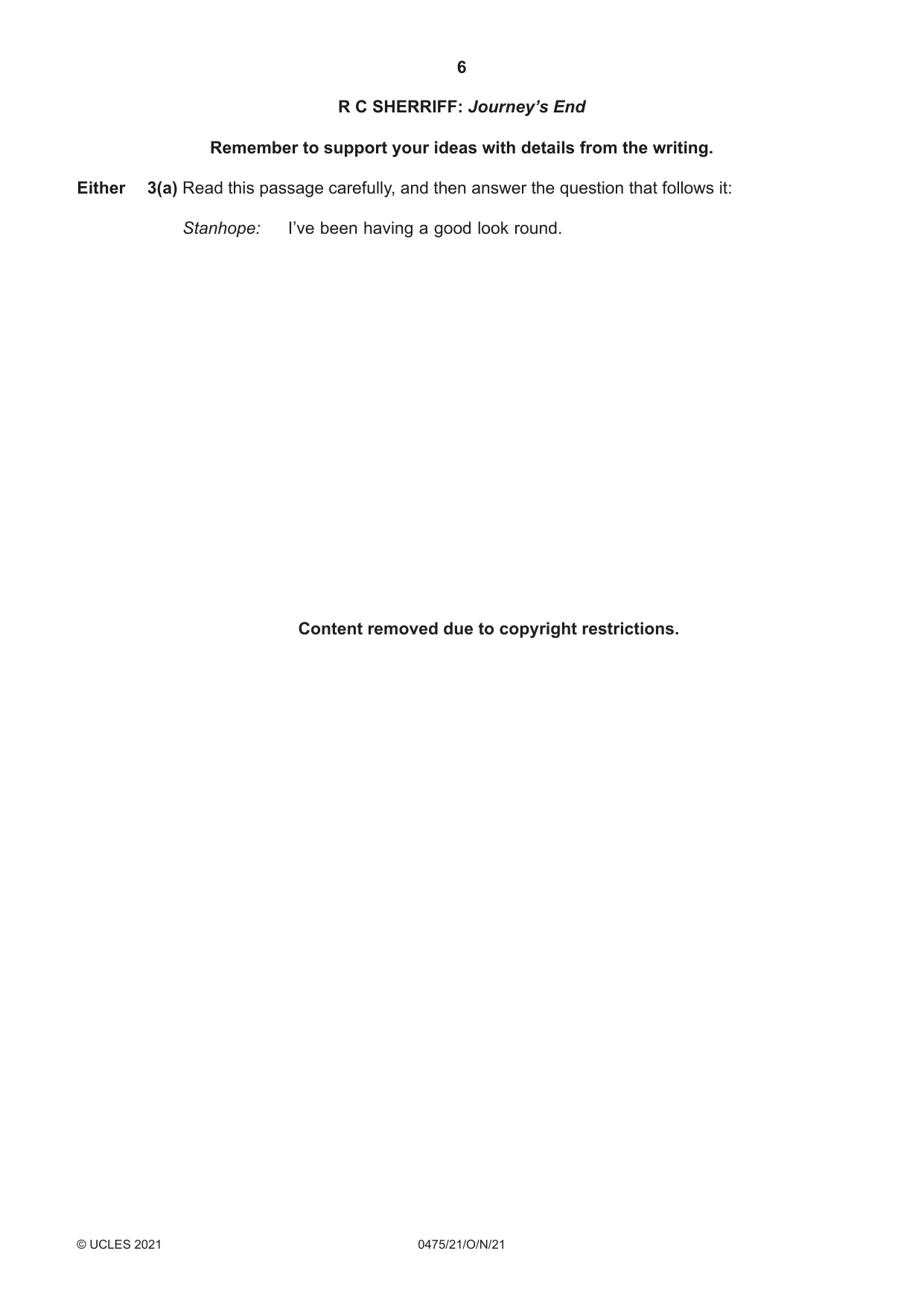 Cambridge IGCSE English - Literature in English 0475 2021 Oct/Nov Paper 2 · Variant 1 question paper, page 6 of 12