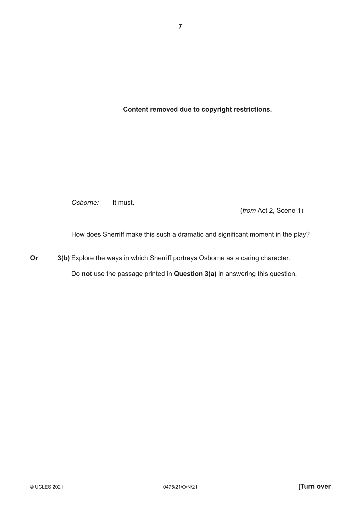 Cambridge IGCSE English - Literature in English 0475 2021 Oct/Nov Paper 2 · Variant 1 question paper, page 7 of 12
