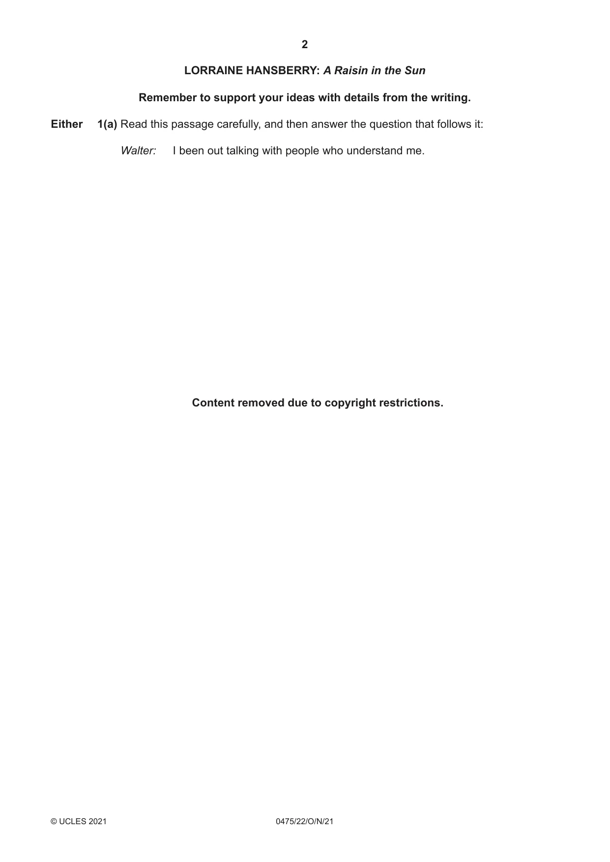 Cambridge IGCSE English - Literature in English 0475 2021 Oct/Nov Paper 2 · Variant 2 question paper, page 2 of 12