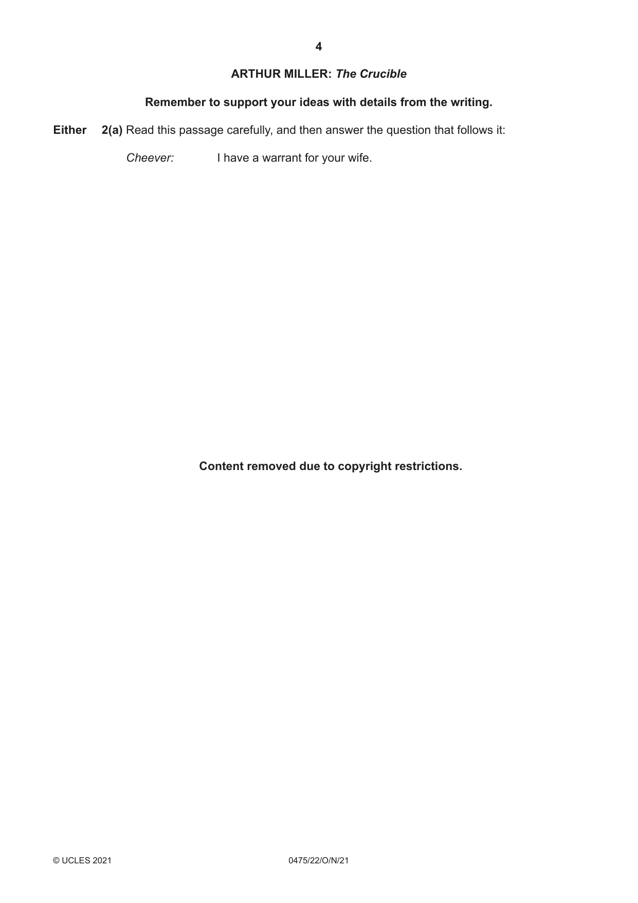 Cambridge IGCSE English - Literature in English 0475 2021 Oct/Nov Paper 2 · Variant 2 question paper, page 4 of 12