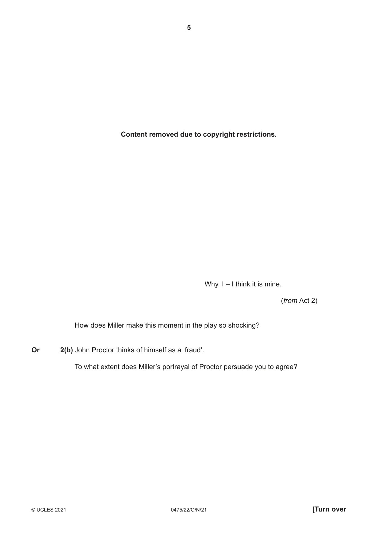 Cambridge IGCSE English - Literature in English 0475 2021 Oct/Nov Paper 2 · Variant 2 question paper, page 5 of 12
