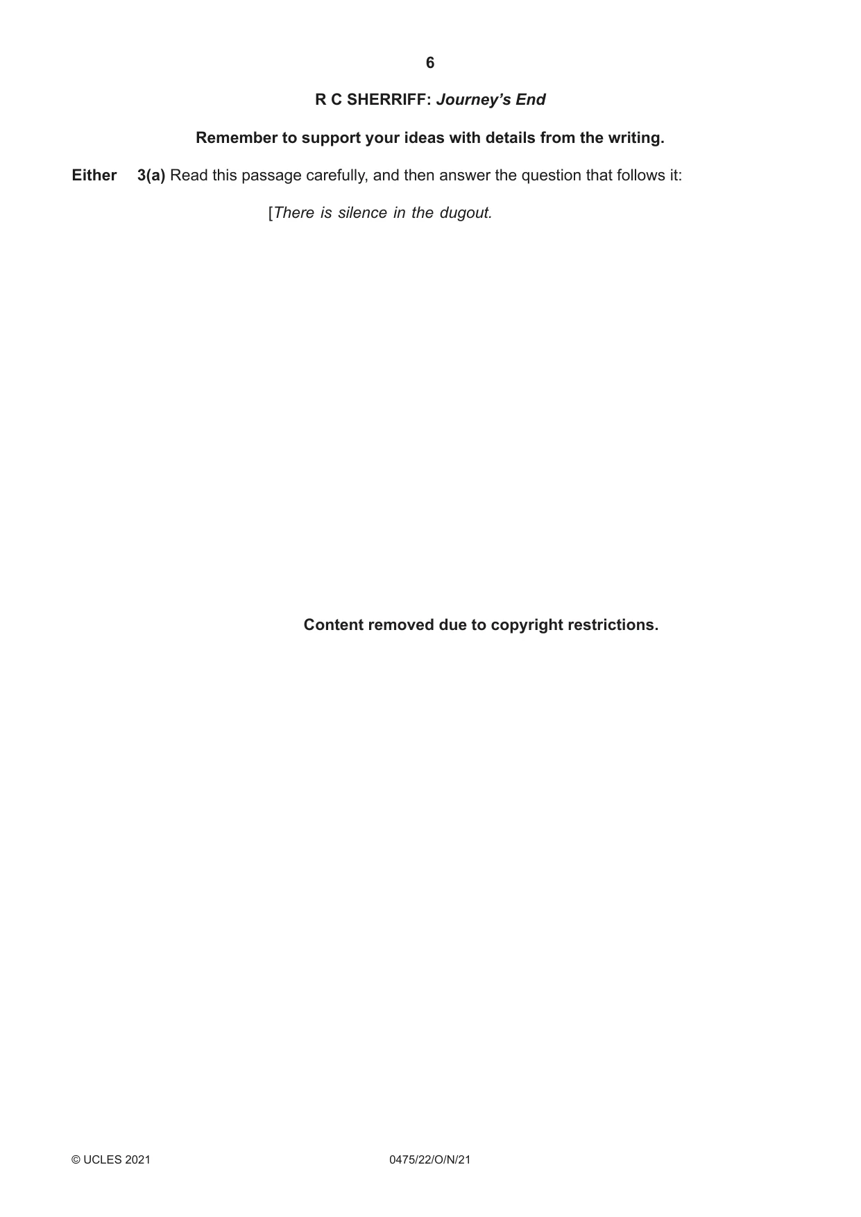 Cambridge IGCSE English - Literature in English 0475 2021 Oct/Nov Paper 2 · Variant 2 question paper, page 6 of 12