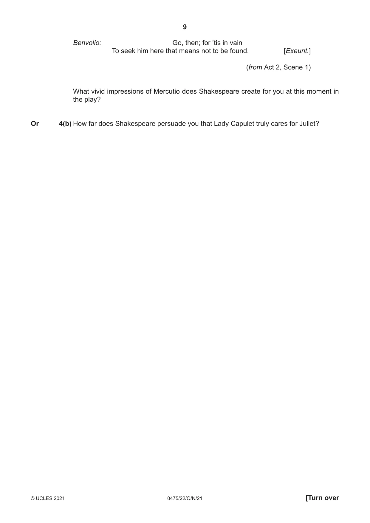 Cambridge IGCSE English - Literature in English 0475 2021 Oct/Nov Paper 2 · Variant 2 question paper, page 9 of 12