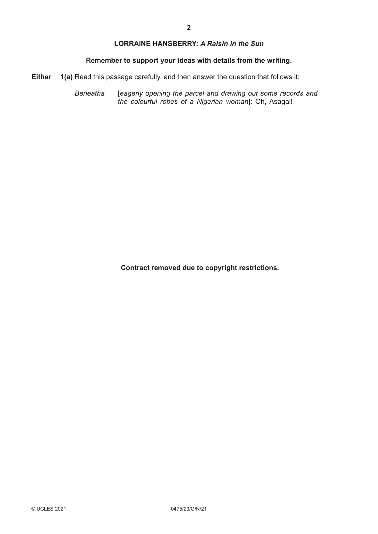 Cambridge IGCSE English - Literature in English 0475 2021 Oct/Nov Paper 2 · Variant 3 question paper, page 2 of 12