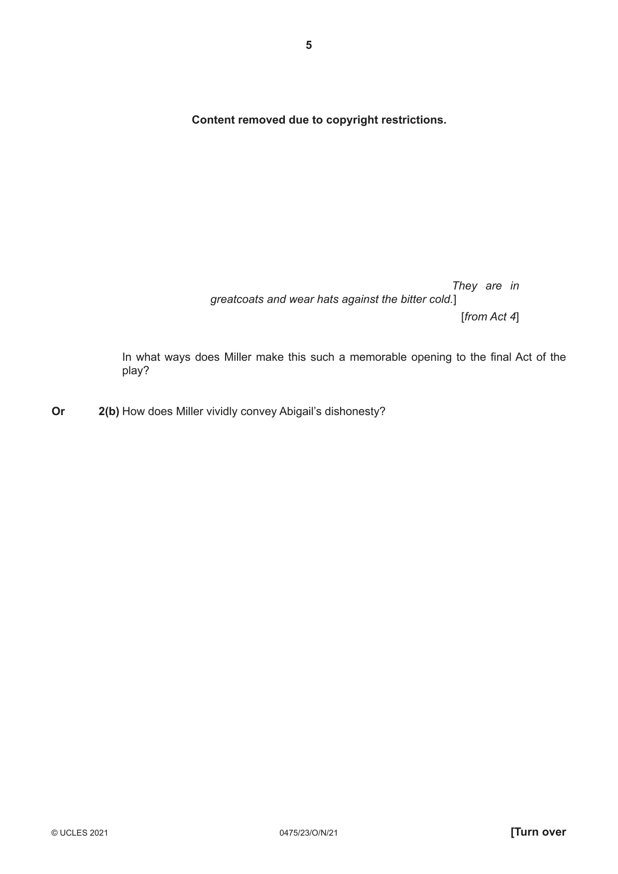 Cambridge IGCSE English - Literature in English 0475 2021 Oct/Nov Paper 2 · Variant 3 question paper, page 5 of 12