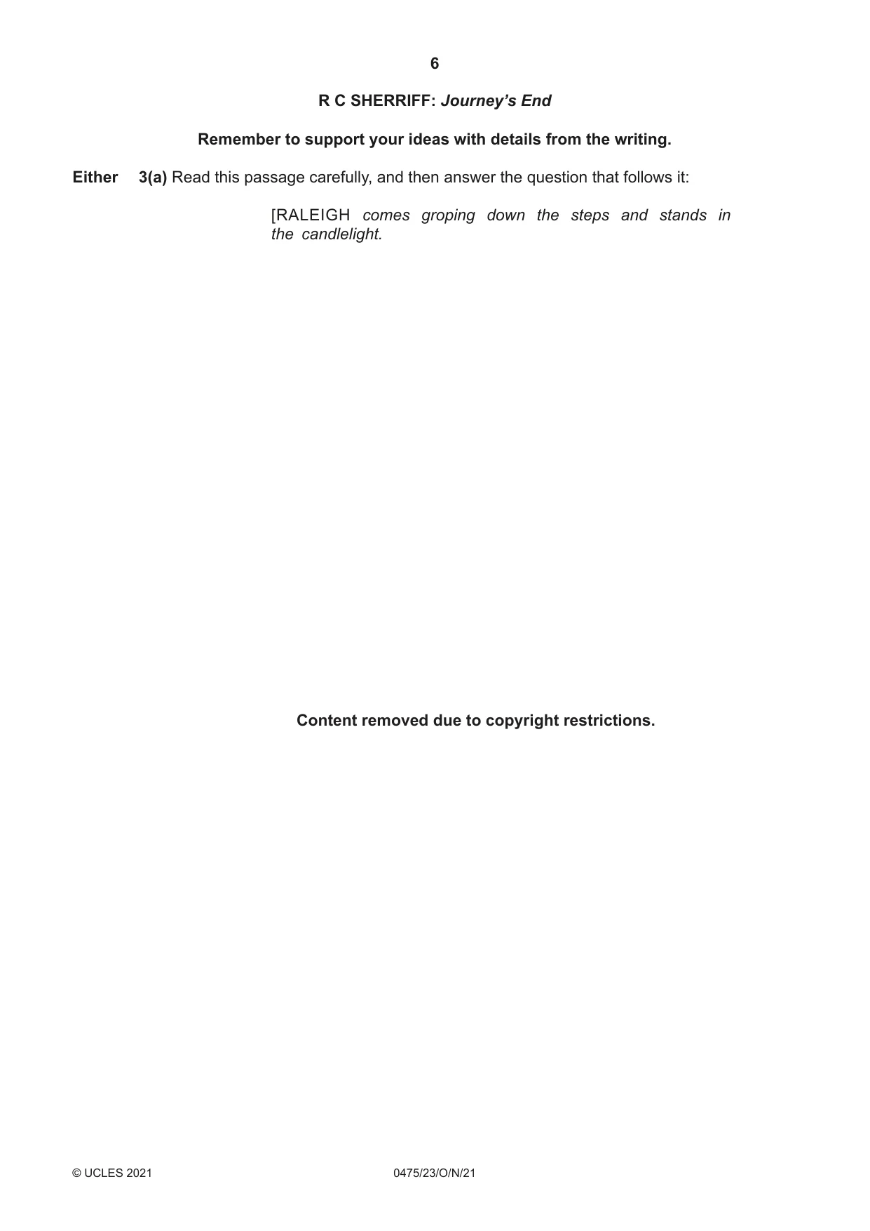 Cambridge IGCSE English - Literature in English 0475 2021 Oct/Nov Paper 2 · Variant 3 question paper, page 6 of 12