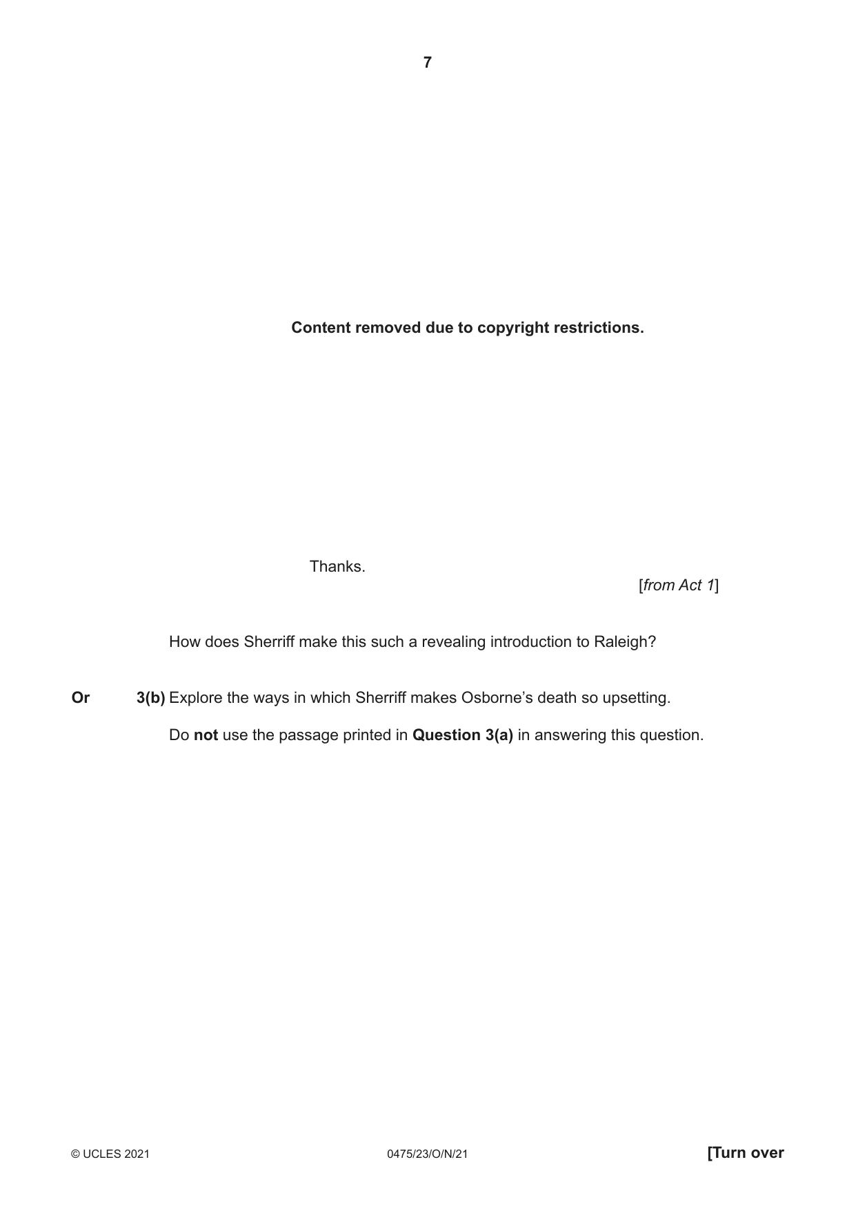 Cambridge IGCSE English - Literature in English 0475 2021 Oct/Nov Paper 2 · Variant 3 question paper, page 7 of 12