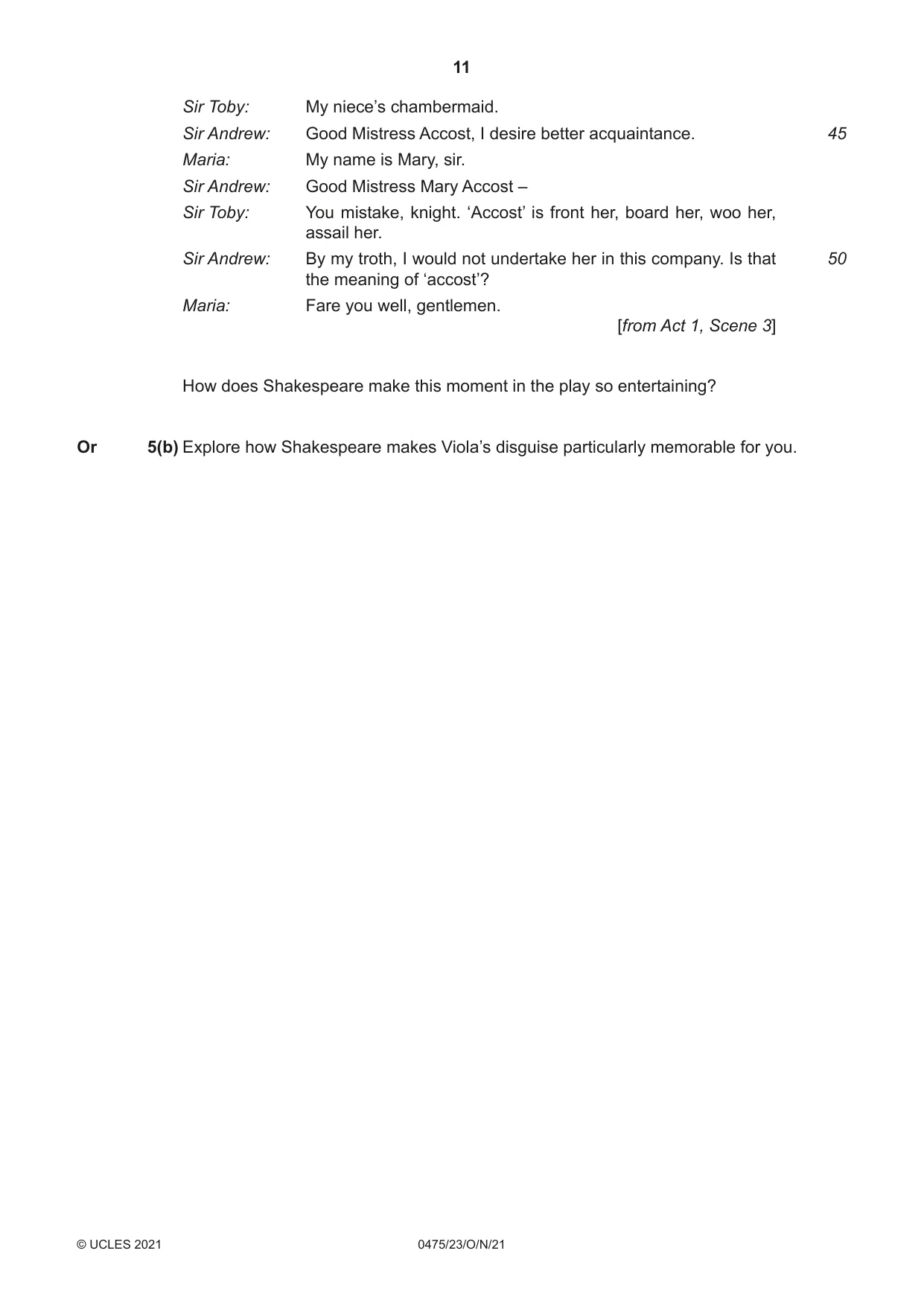 Cambridge IGCSE English - Literature in English 0475 2021 Oct/Nov Paper 2 · Variant 3 question paper, page 11 of 12