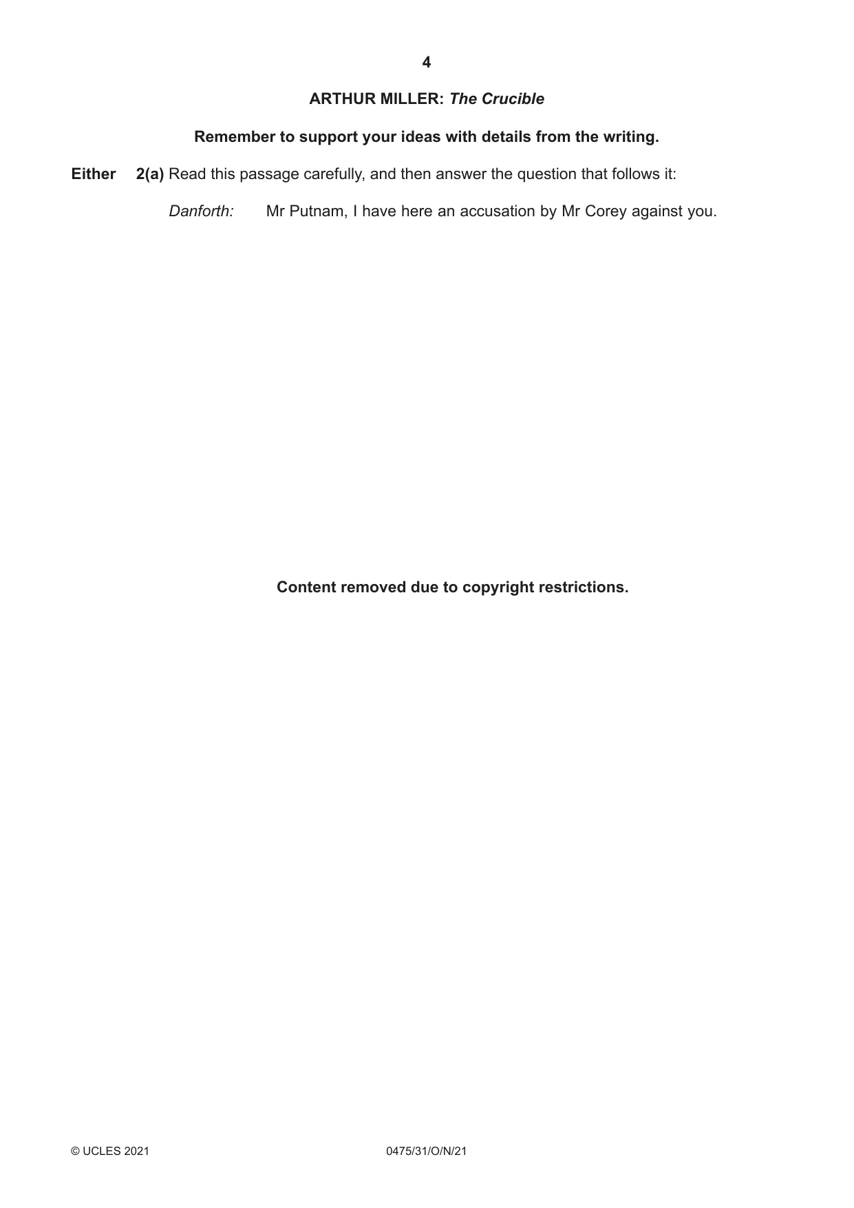Cambridge IGCSE English - Literature in English 0475 2021 Oct/Nov Paper 3 · Variant 1 question paper, page 4 of 12