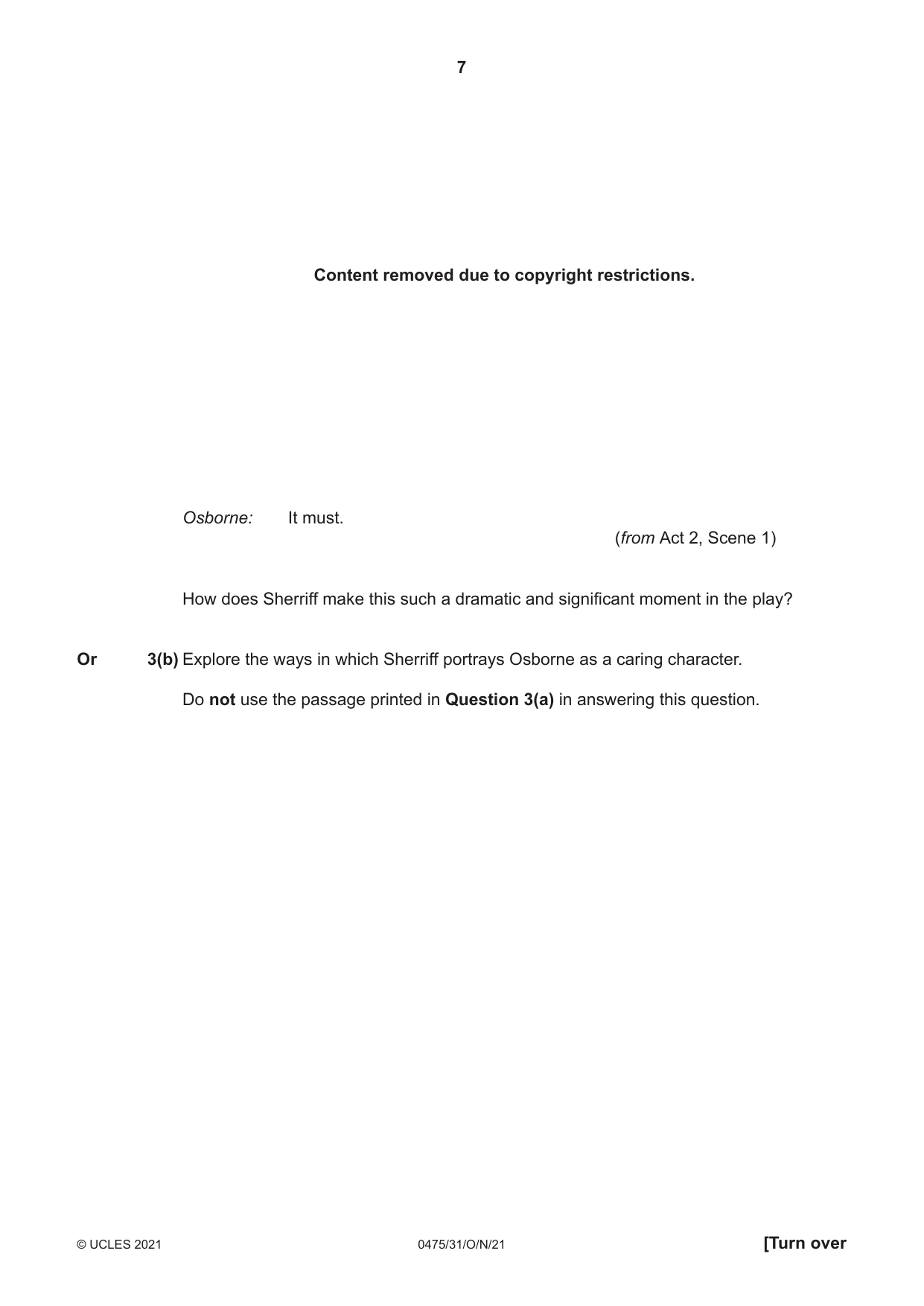 Cambridge IGCSE English - Literature in English 0475 2021 Oct/Nov Paper 3 · Variant 1 question paper, page 7 of 12