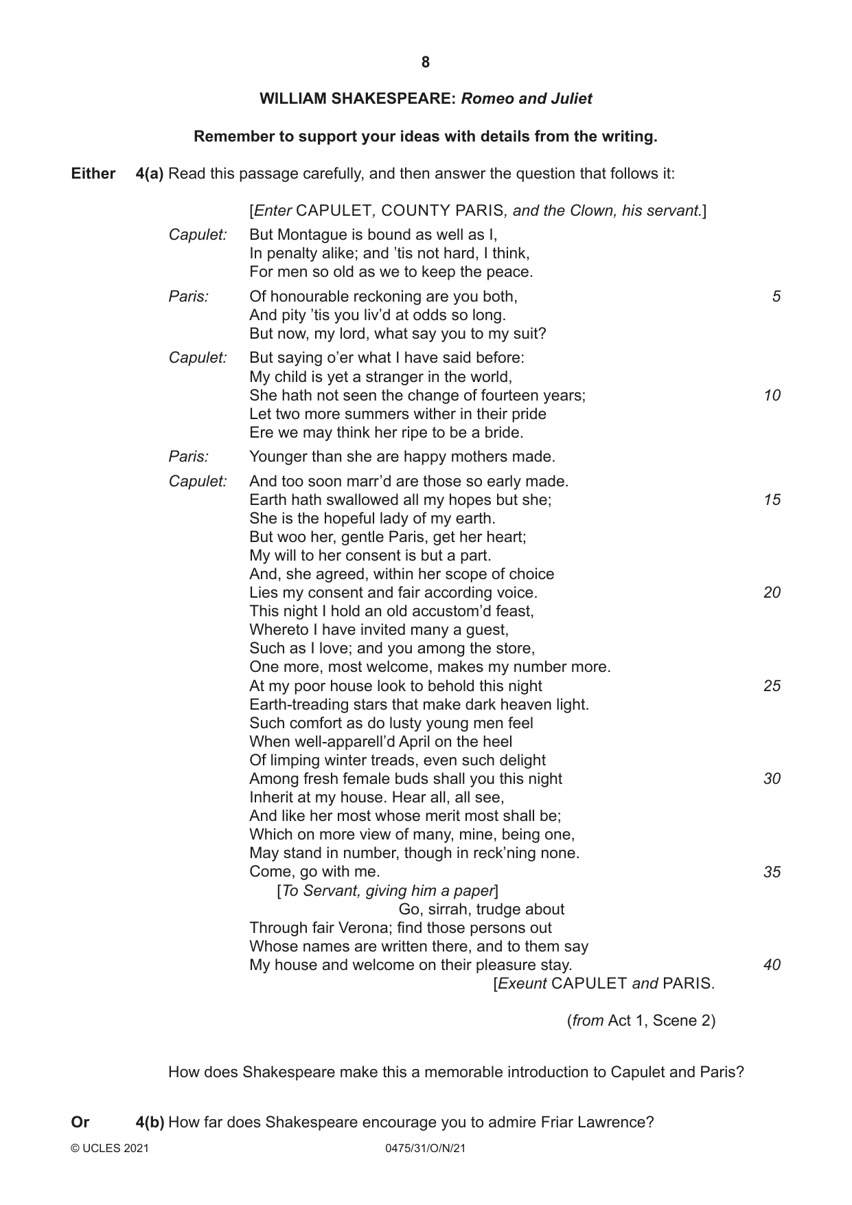 Cambridge IGCSE English - Literature in English 0475 2021 Oct/Nov Paper 3 · Variant 1 question paper, page 8 of 12