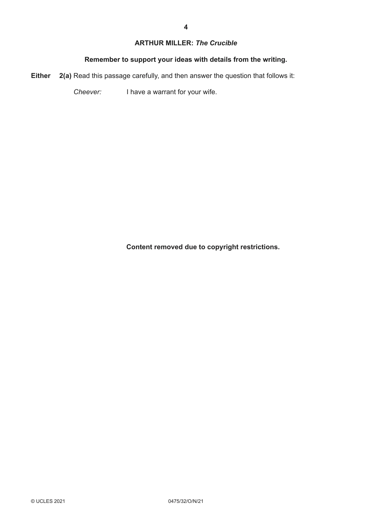 Cambridge IGCSE English - Literature in English 0475 2021 Oct/Nov Paper 3 · Variant 2 question paper, page 4 of 12