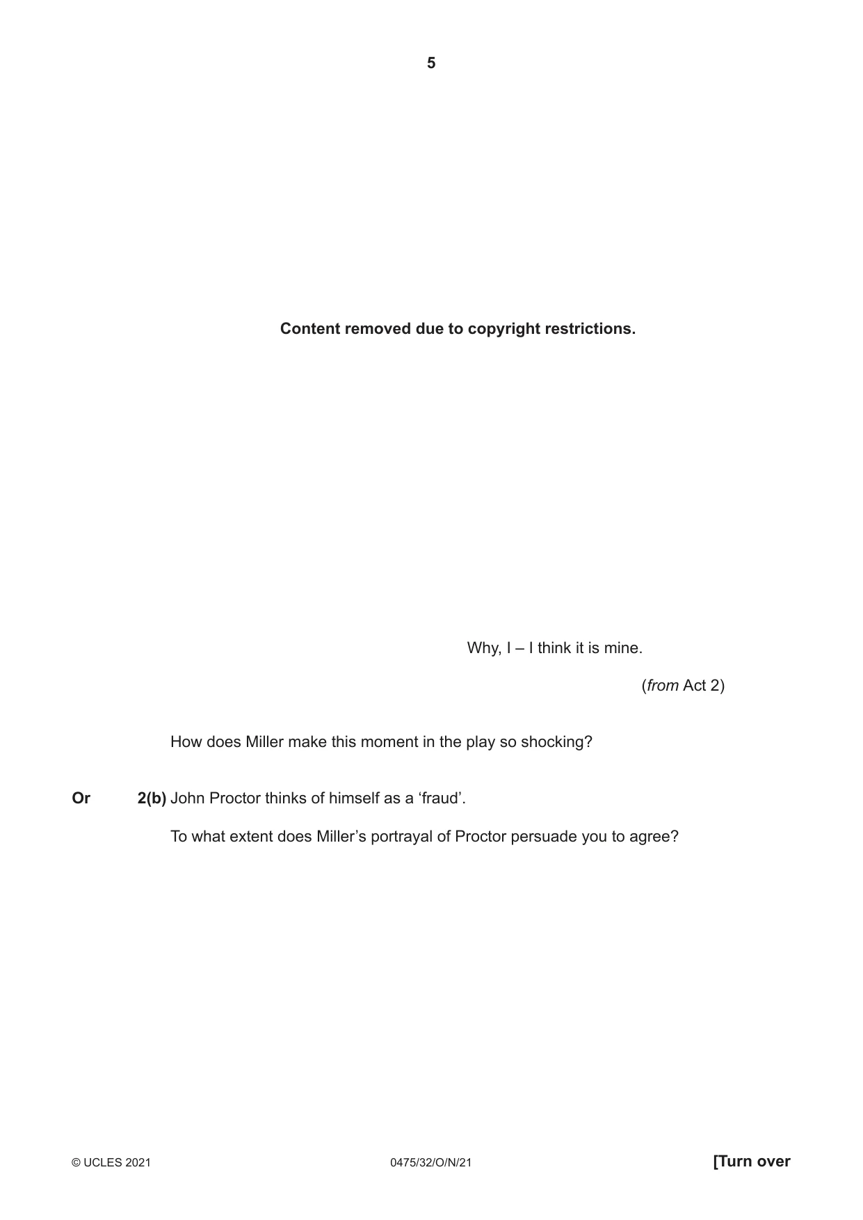 Cambridge IGCSE English - Literature in English 0475 2021 Oct/Nov Paper 3 · Variant 2 question paper, page 5 of 12