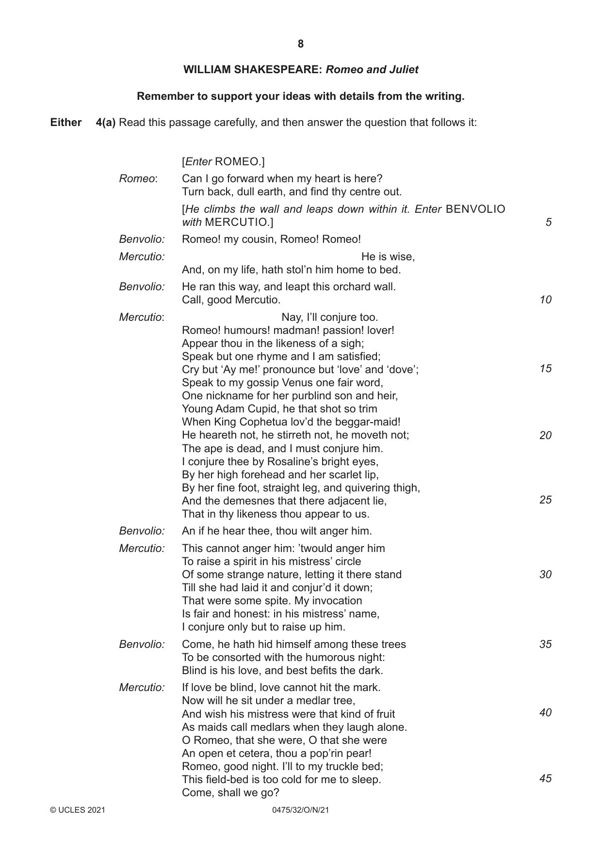 Cambridge IGCSE English - Literature in English 0475 2021 Oct/Nov Paper 3 · Variant 2 question paper, page 8 of 12