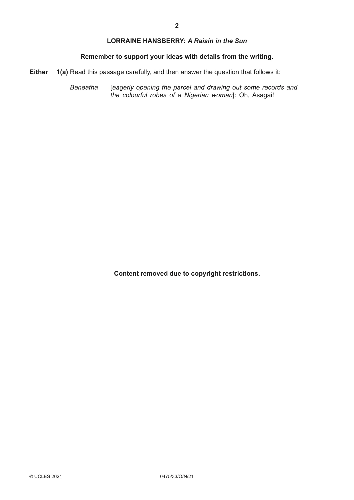 Cambridge IGCSE English - Literature in English 0475 2021 Oct/Nov Paper 3 · Variant 3 question paper, page 2 of 12