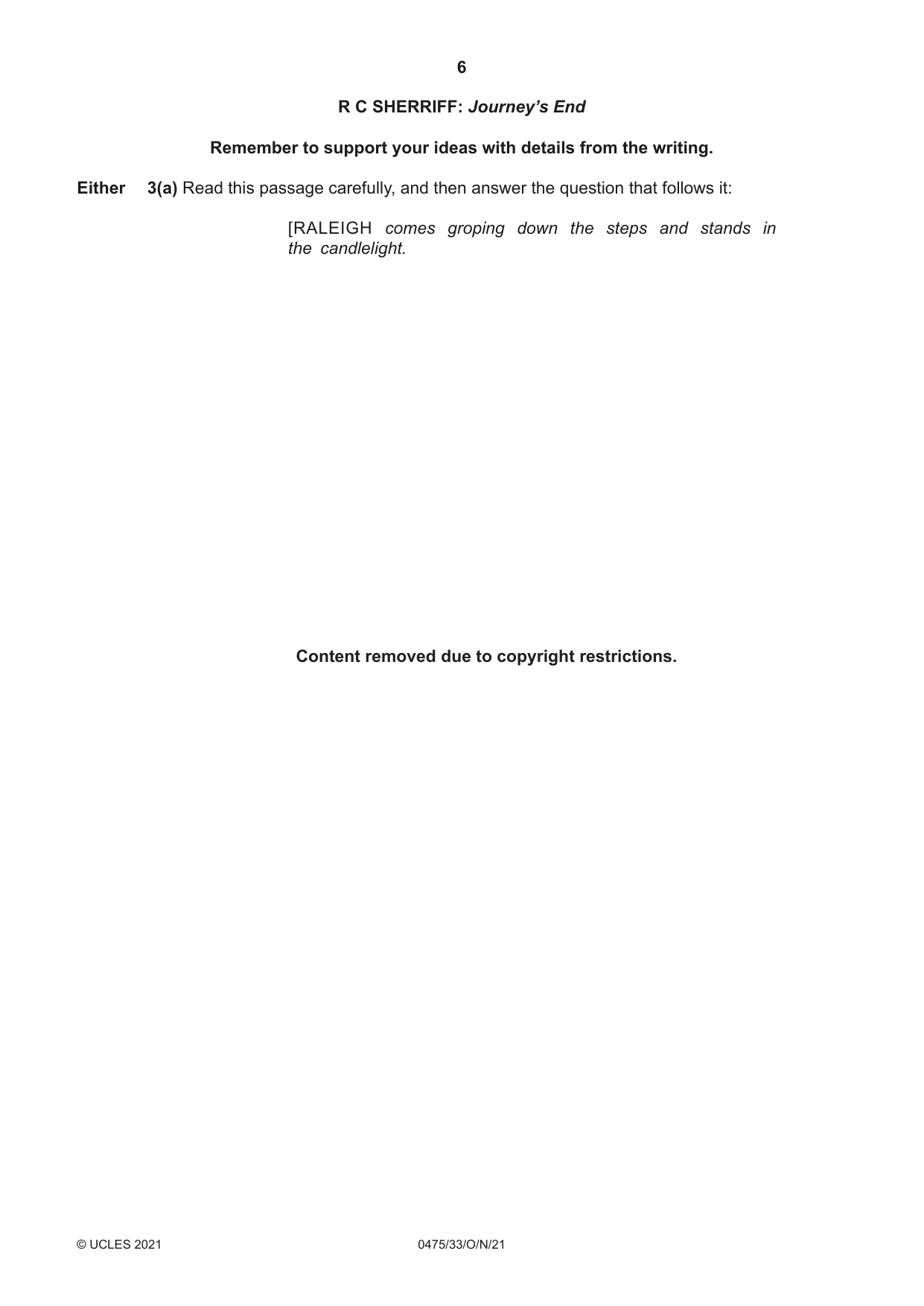 Cambridge IGCSE English - Literature in English 0475 2021 Oct/Nov Paper 3 · Variant 3 question paper, page 6 of 12