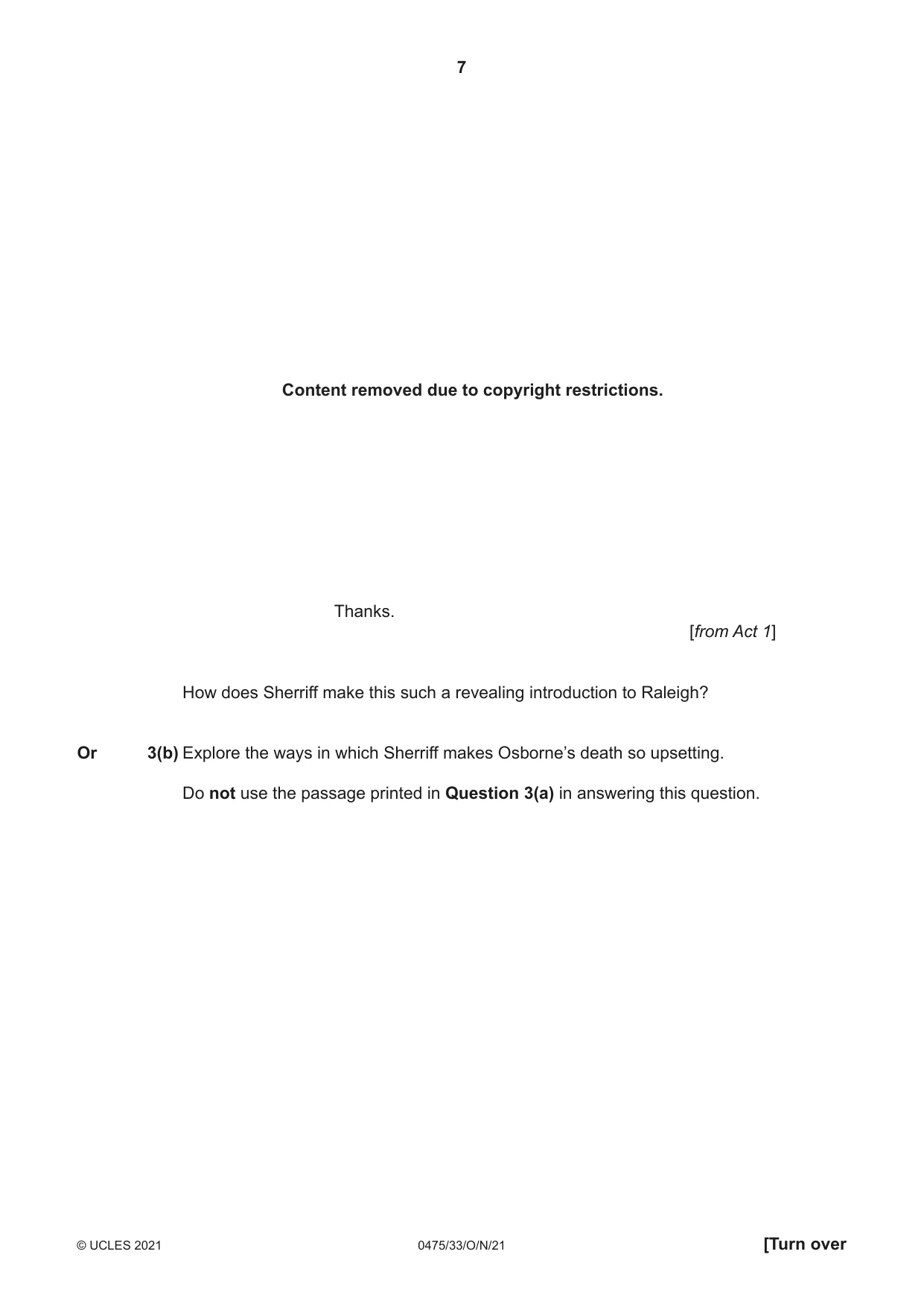 Cambridge IGCSE English - Literature in English 0475 2021 Oct/Nov Paper 3 · Variant 3 question paper, page 7 of 12