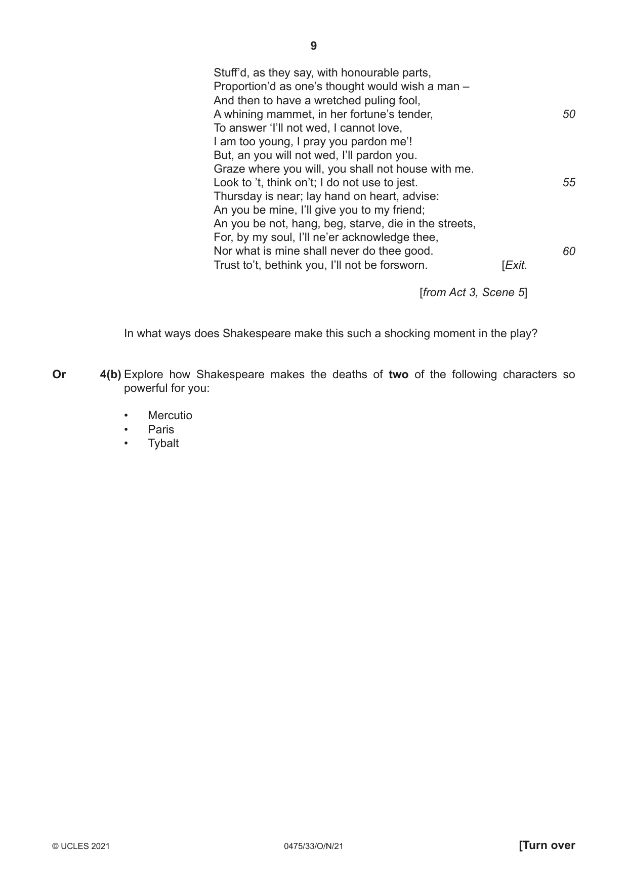 Cambridge IGCSE English - Literature in English 0475 2021 Oct/Nov Paper 3 · Variant 3 question paper, page 9 of 12