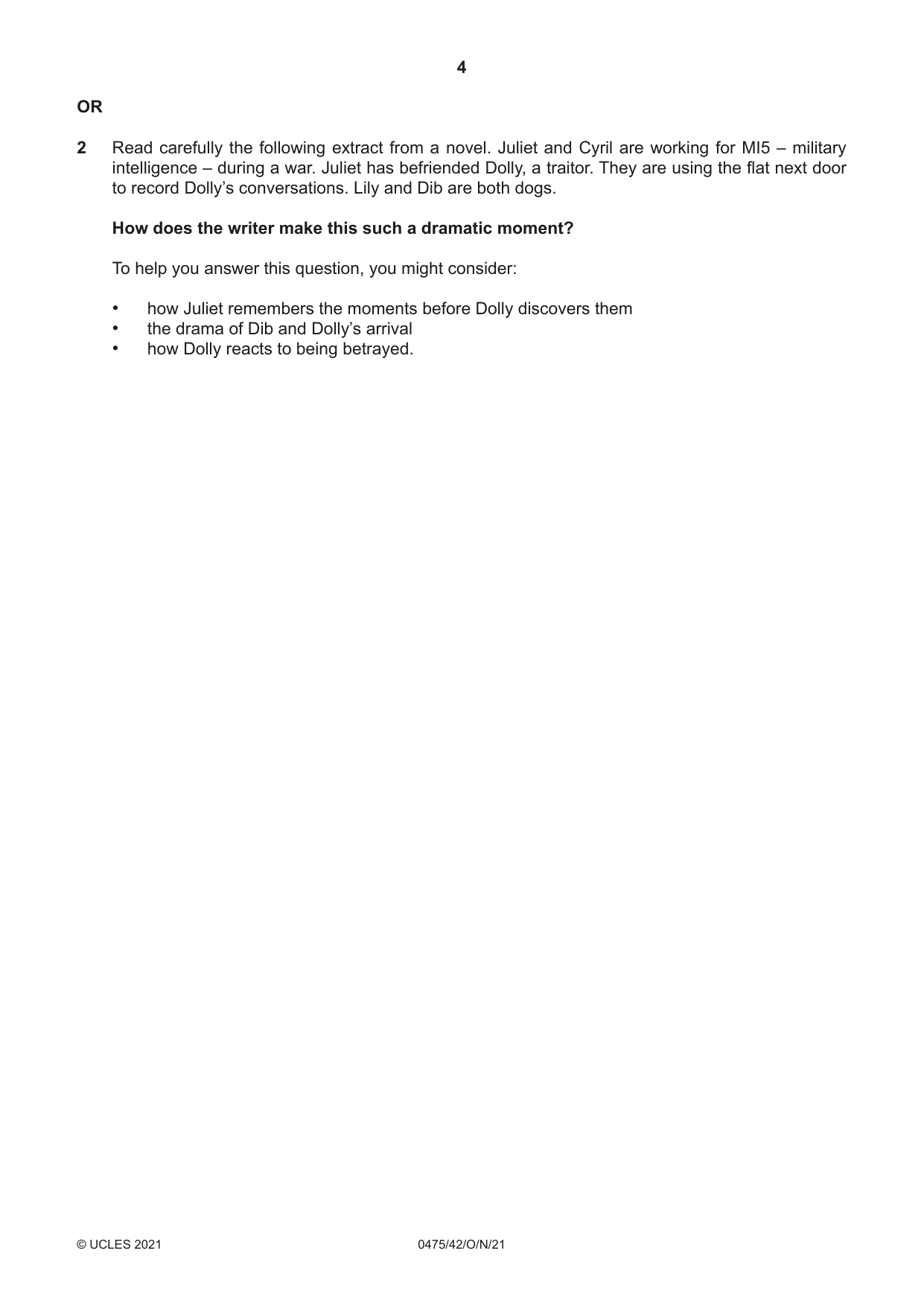 Cambridge IGCSE English - Literature in English 0475 2021 Oct/Nov Paper 4 · Variant 2 question paper, page 4 of 8