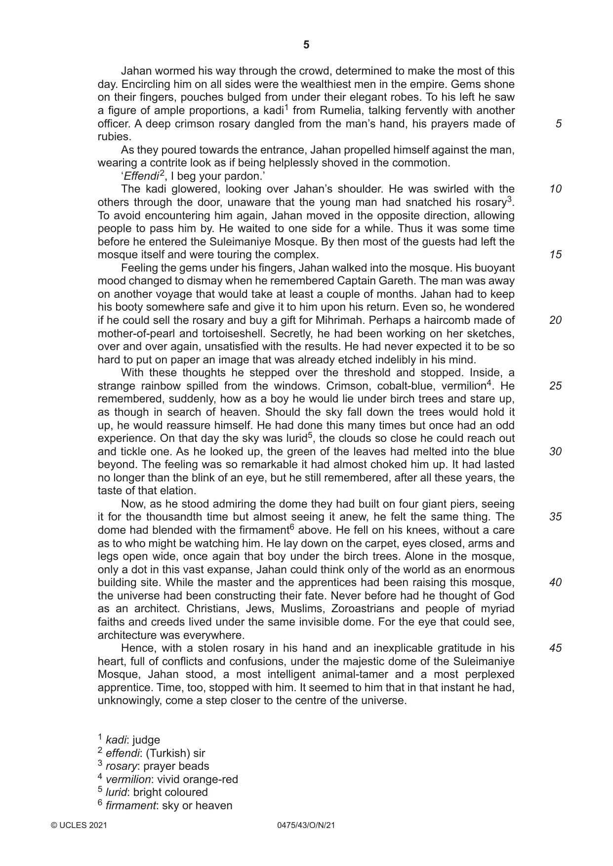 Cambridge IGCSE English - Literature in English 0475 2021 Oct/Nov Paper 4 · Variant 3 question paper, page 5 of 8