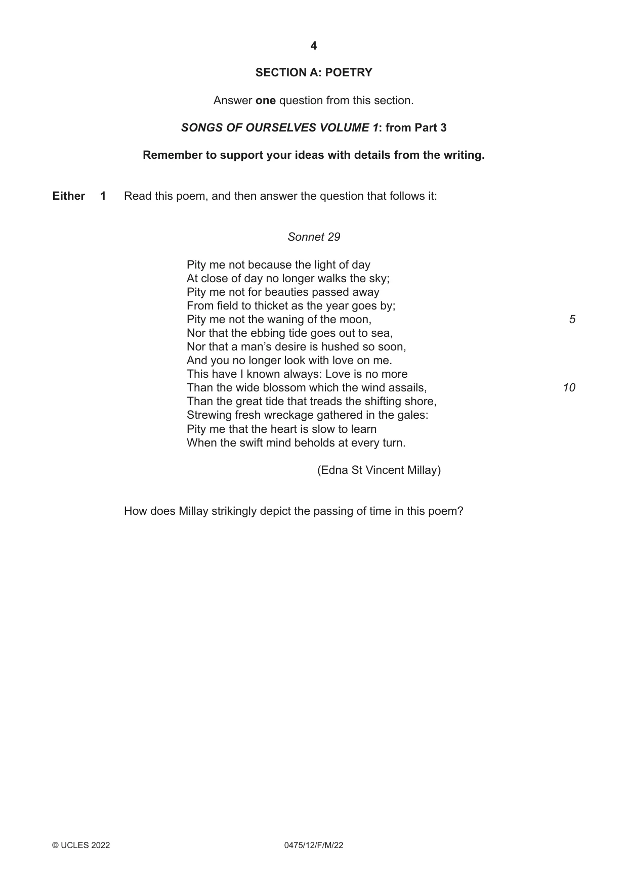 Cambridge IGCSE English - Literature in English 0475 2022 Feb/March Paper 1 · Variant 2 question paper, page 4 of 28