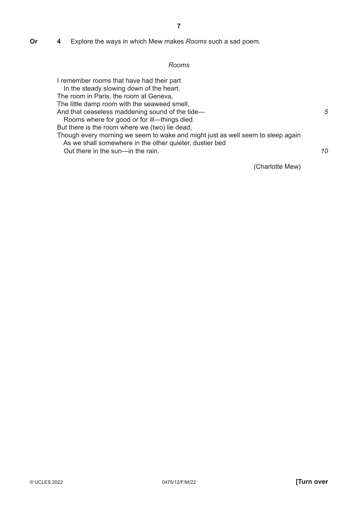 Cambridge IGCSE English - Literature in English 0475 2022 Feb/March Paper 1 · Variant 2 question paper, page 7 of 28