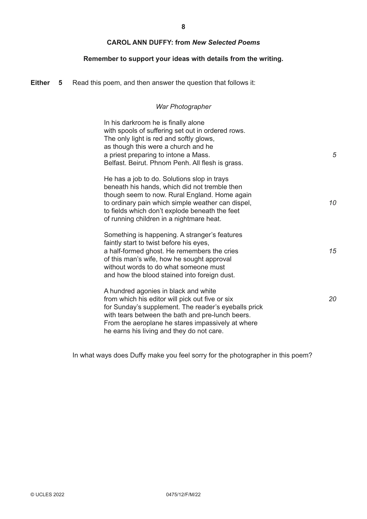Cambridge IGCSE English - Literature in English 0475 2022 Feb/March Paper 1 · Variant 2 question paper, page 8 of 28