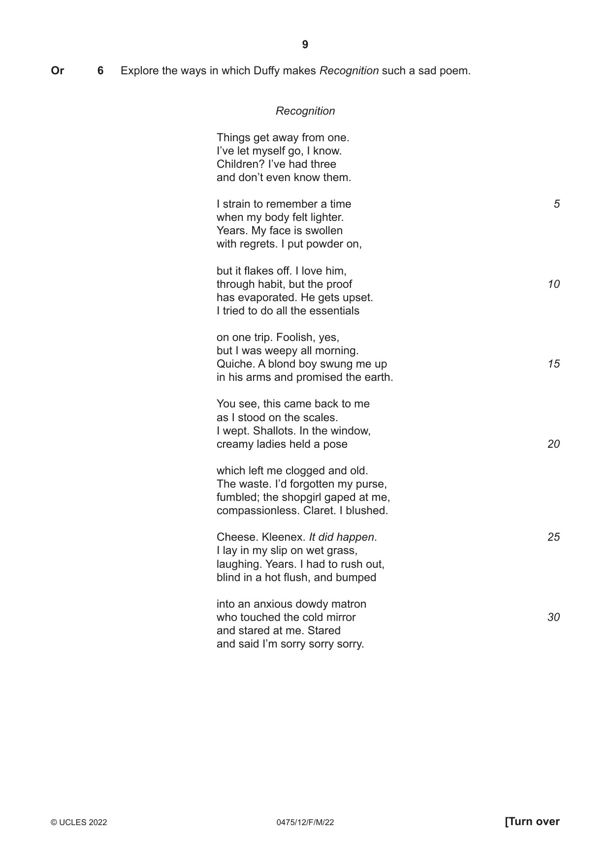 Cambridge IGCSE English - Literature in English 0475 2022 Feb/March Paper 1 · Variant 2 question paper, page 9 of 28