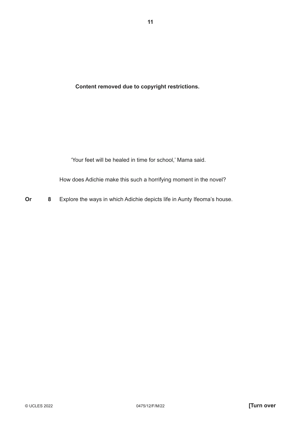 Cambridge IGCSE English - Literature in English 0475 2022 Feb/March Paper 1 · Variant 2 question paper, page 11 of 28