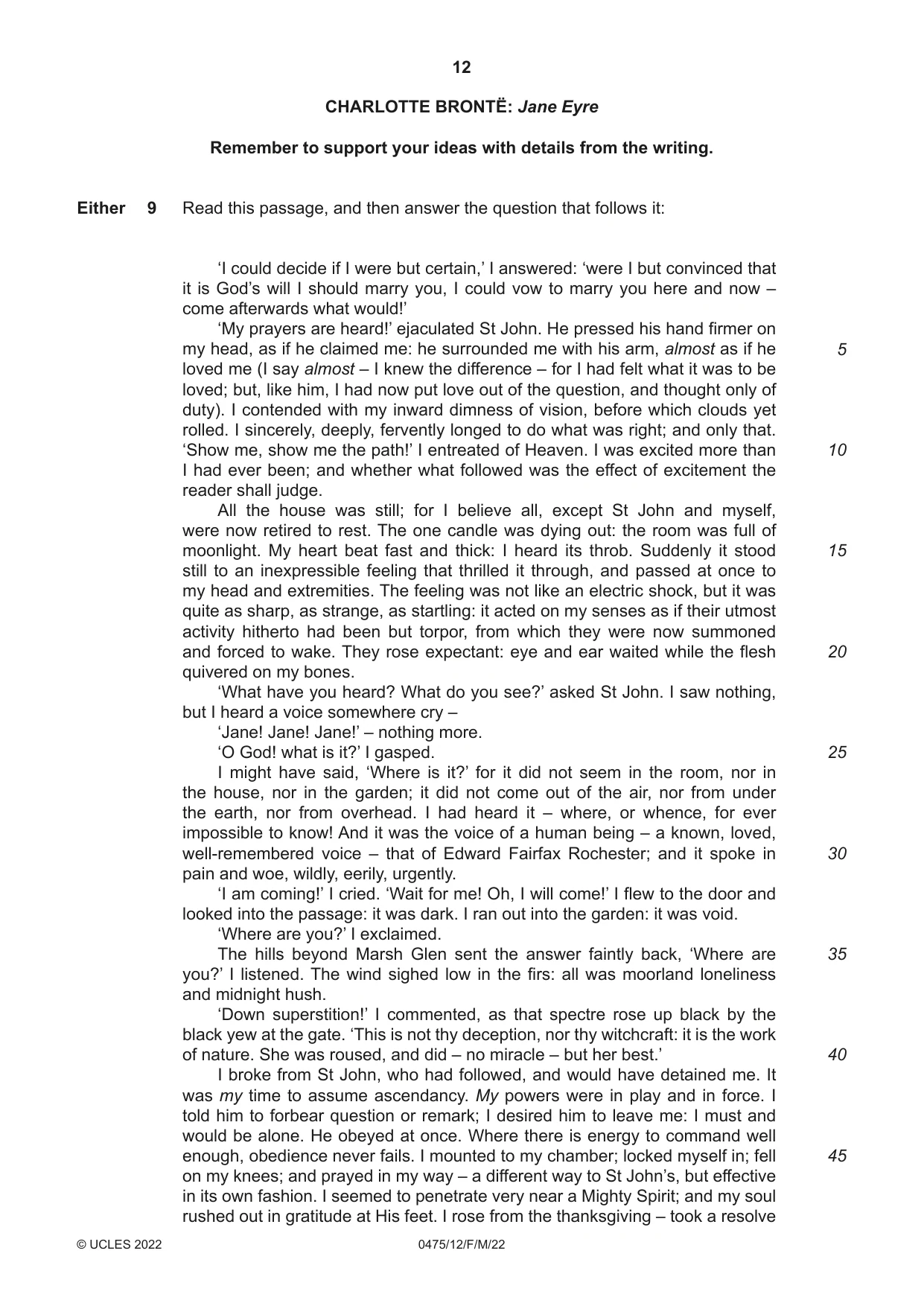Cambridge IGCSE English - Literature in English 0475 2022 Feb/March Paper 1 · Variant 2 question paper, page 12 of 28