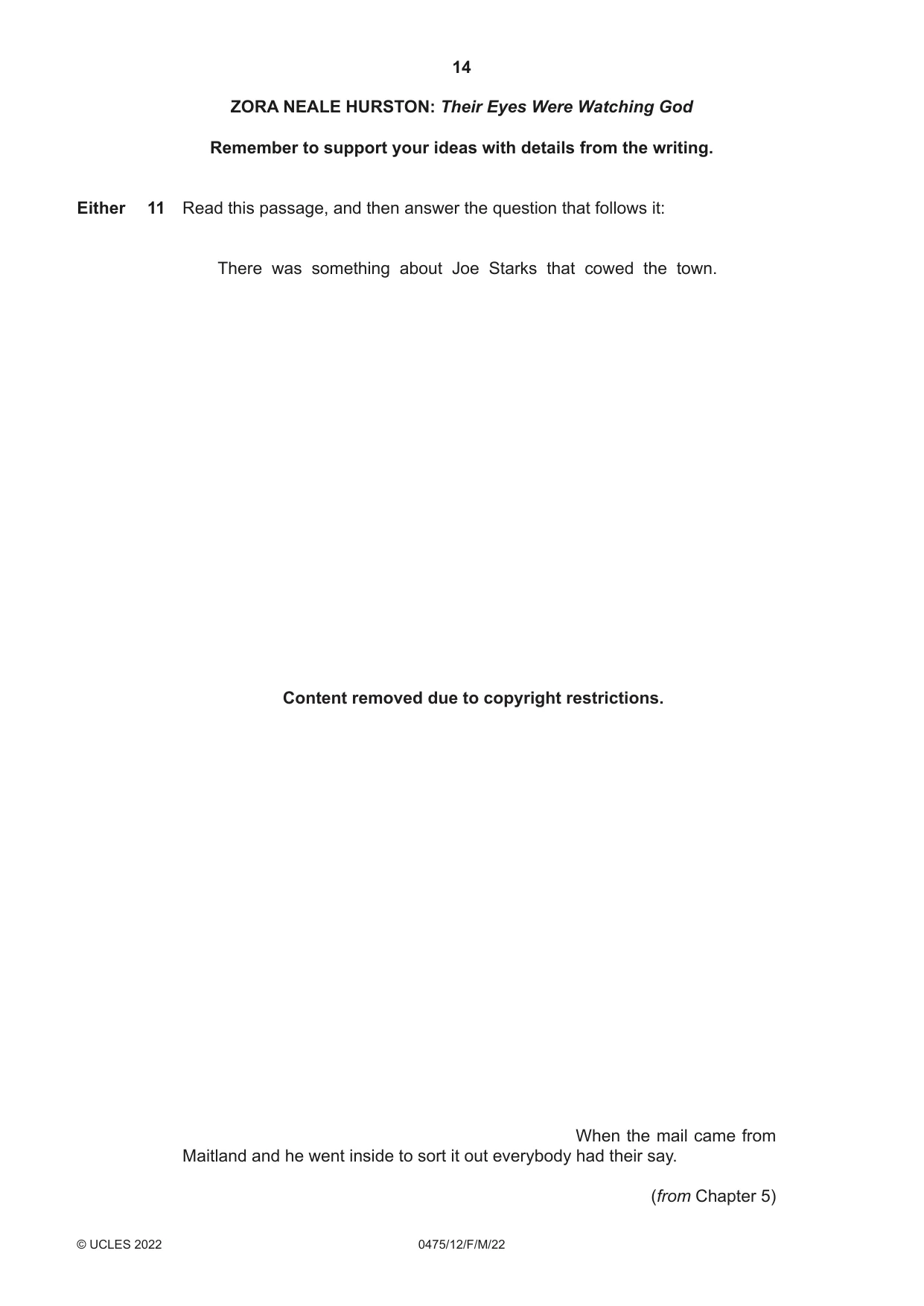 Cambridge IGCSE English - Literature in English 0475 2022 Feb/March Paper 1 · Variant 2 question paper, page 14 of 28