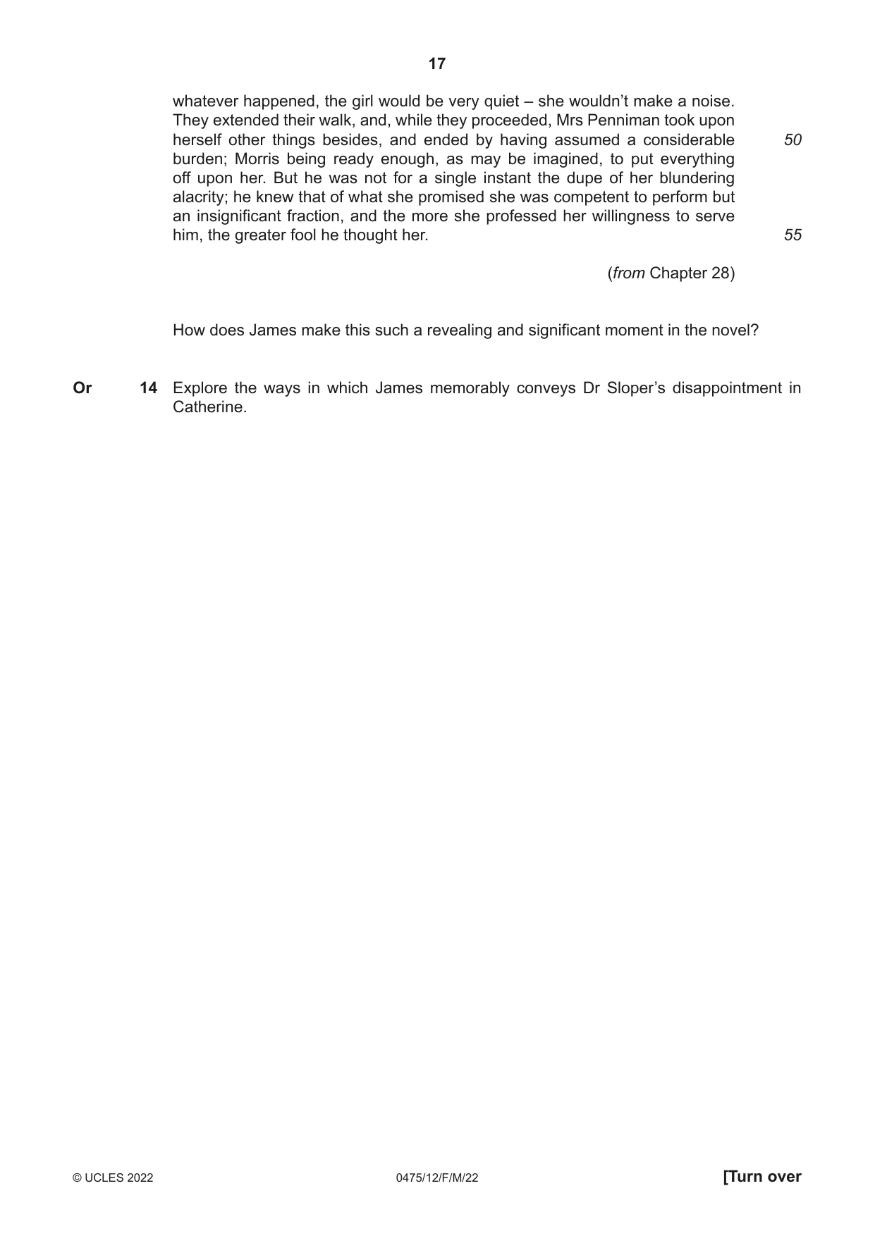 Cambridge IGCSE English - Literature in English 0475 2022 Feb/March Paper 1 · Variant 2 question paper, page 17 of 28