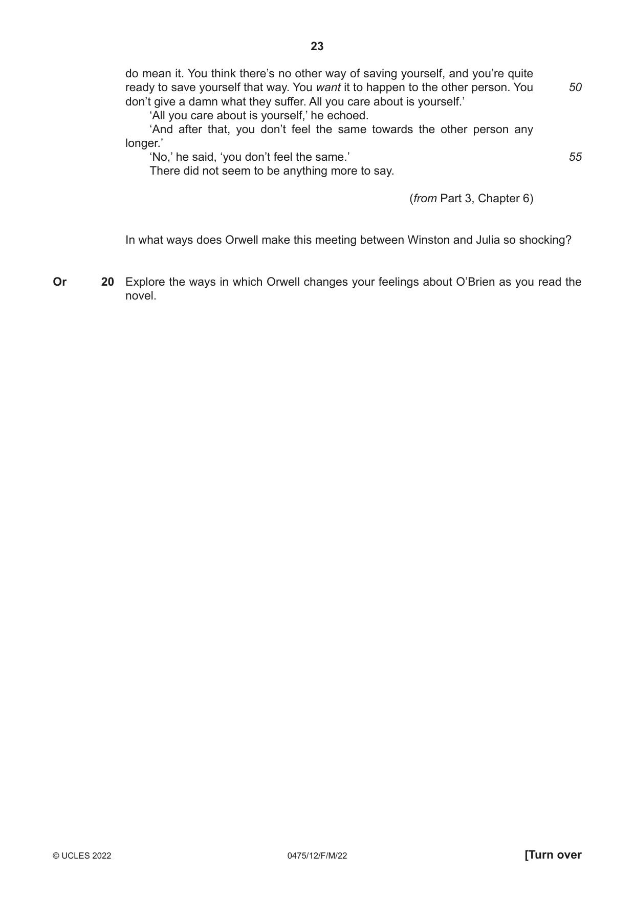 Cambridge IGCSE English - Literature in English 0475 2022 Feb/March Paper 1 · Variant 2 question paper, page 23 of 28