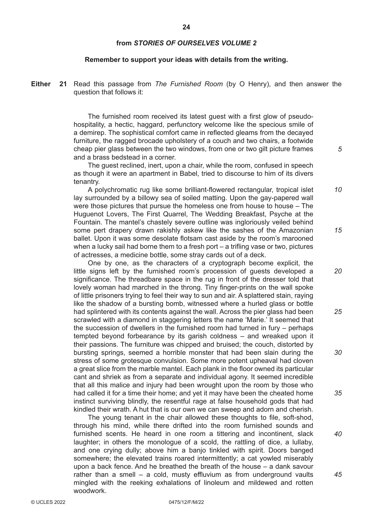 Cambridge IGCSE English - Literature in English 0475 2022 Feb/March Paper 1 · Variant 2 question paper, page 24 of 28
