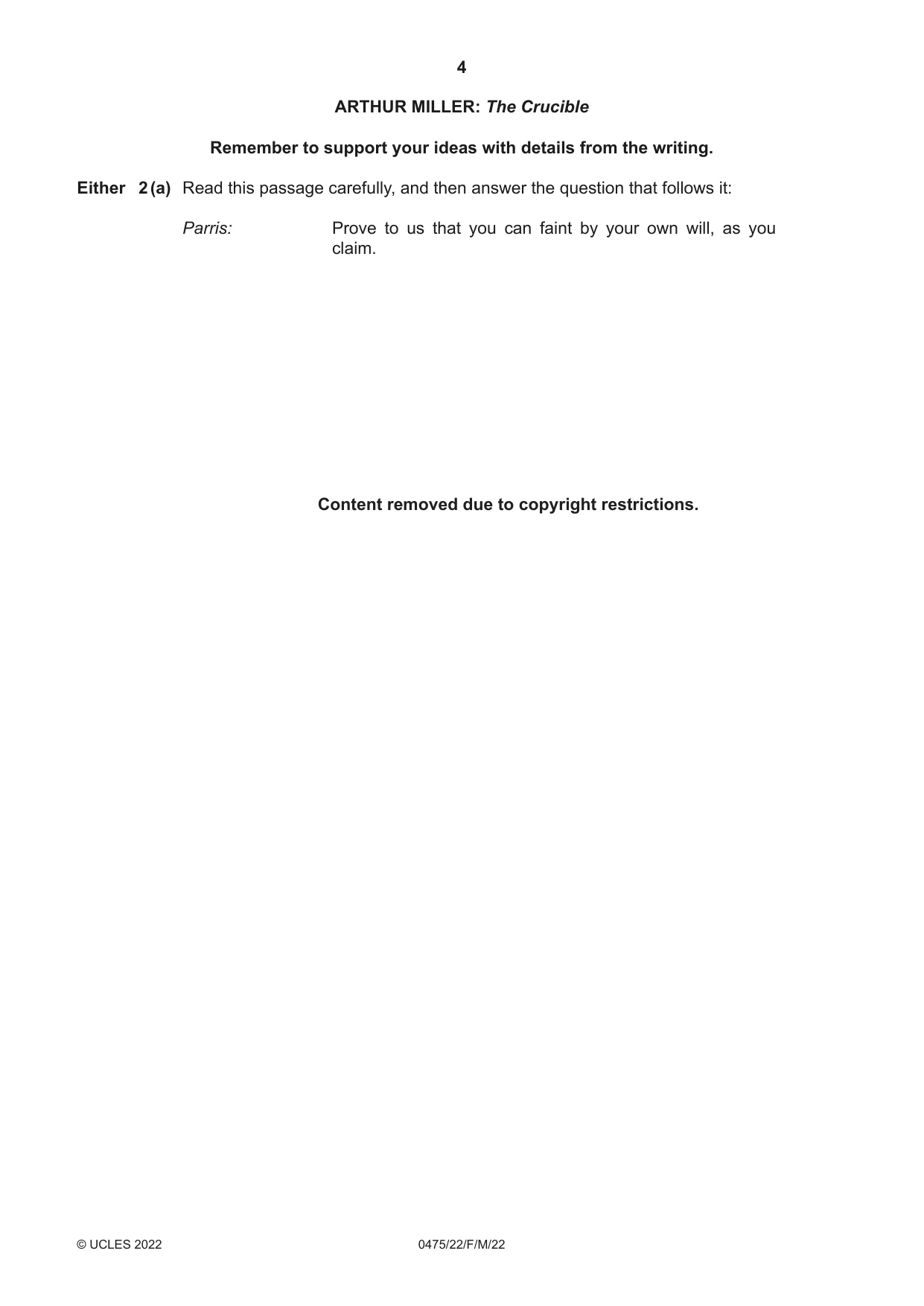 Cambridge IGCSE English - Literature in English 0475 2022 Feb/March Paper 2 · Variant 2 question paper, page 4 of 12