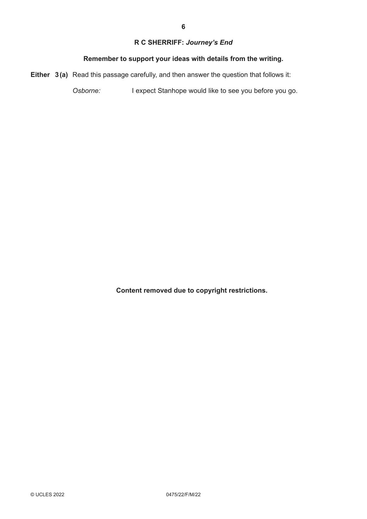 Cambridge IGCSE English - Literature in English 0475 2022 Feb/March Paper 2 · Variant 2 question paper, page 6 of 12