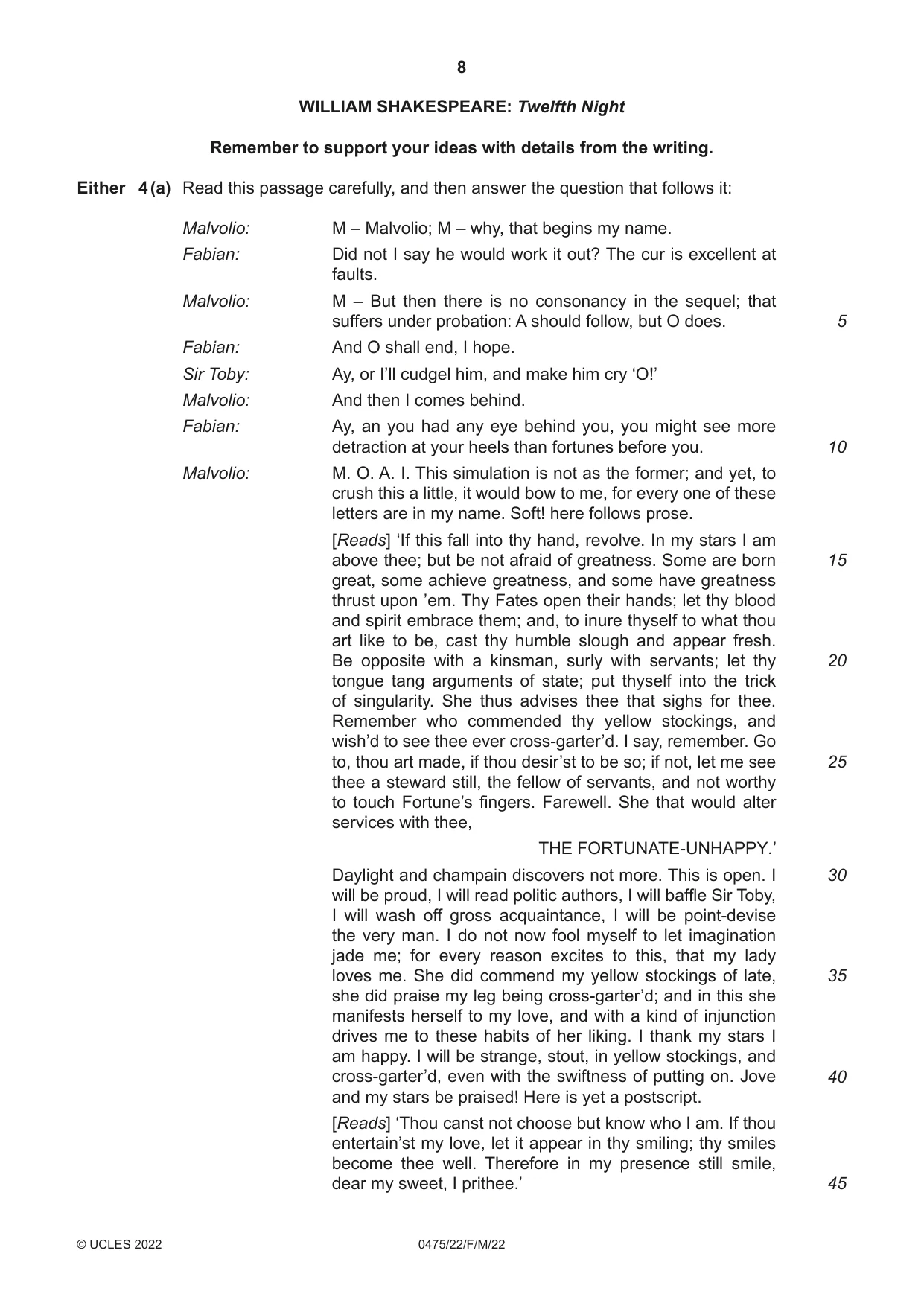 Cambridge IGCSE English - Literature in English 0475 2022 Feb/March Paper 2 · Variant 2 question paper, page 8 of 12