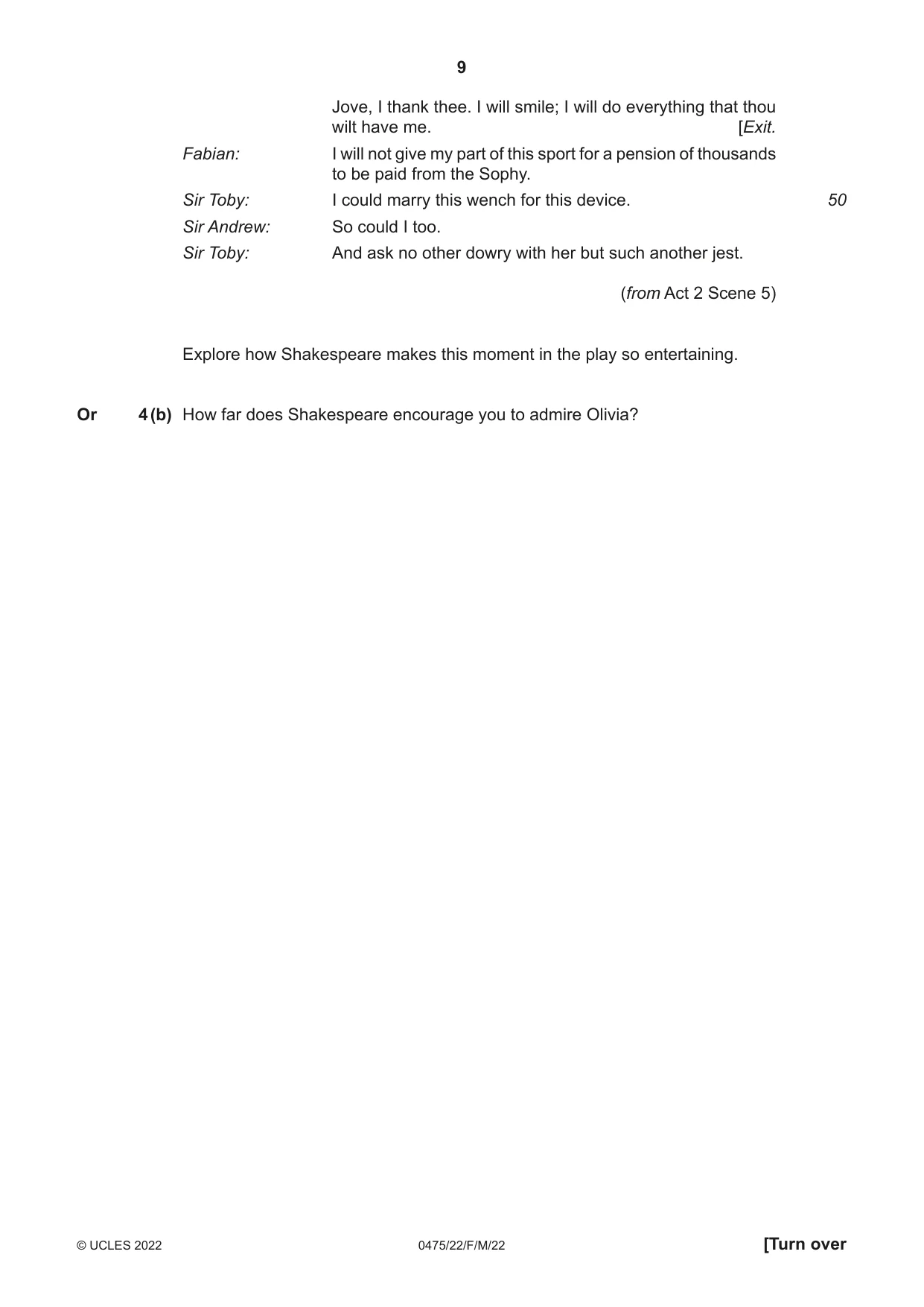 Cambridge IGCSE English - Literature in English 0475 2022 Feb/March Paper 2 · Variant 2 question paper, page 9 of 12