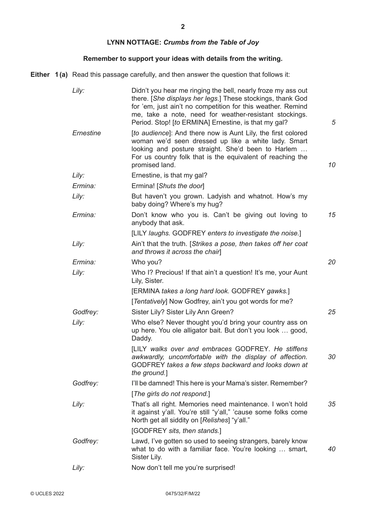 Cambridge IGCSE English - Literature in English 0475 2022 Feb/March Paper 3 · Variant 2 question paper, page 2 of 12