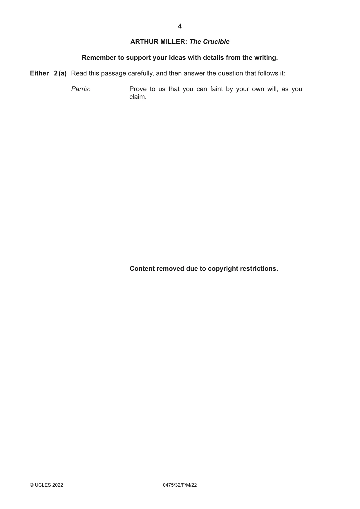 Cambridge IGCSE English - Literature in English 0475 2022 Feb/March Paper 3 · Variant 2 question paper, page 4 of 12