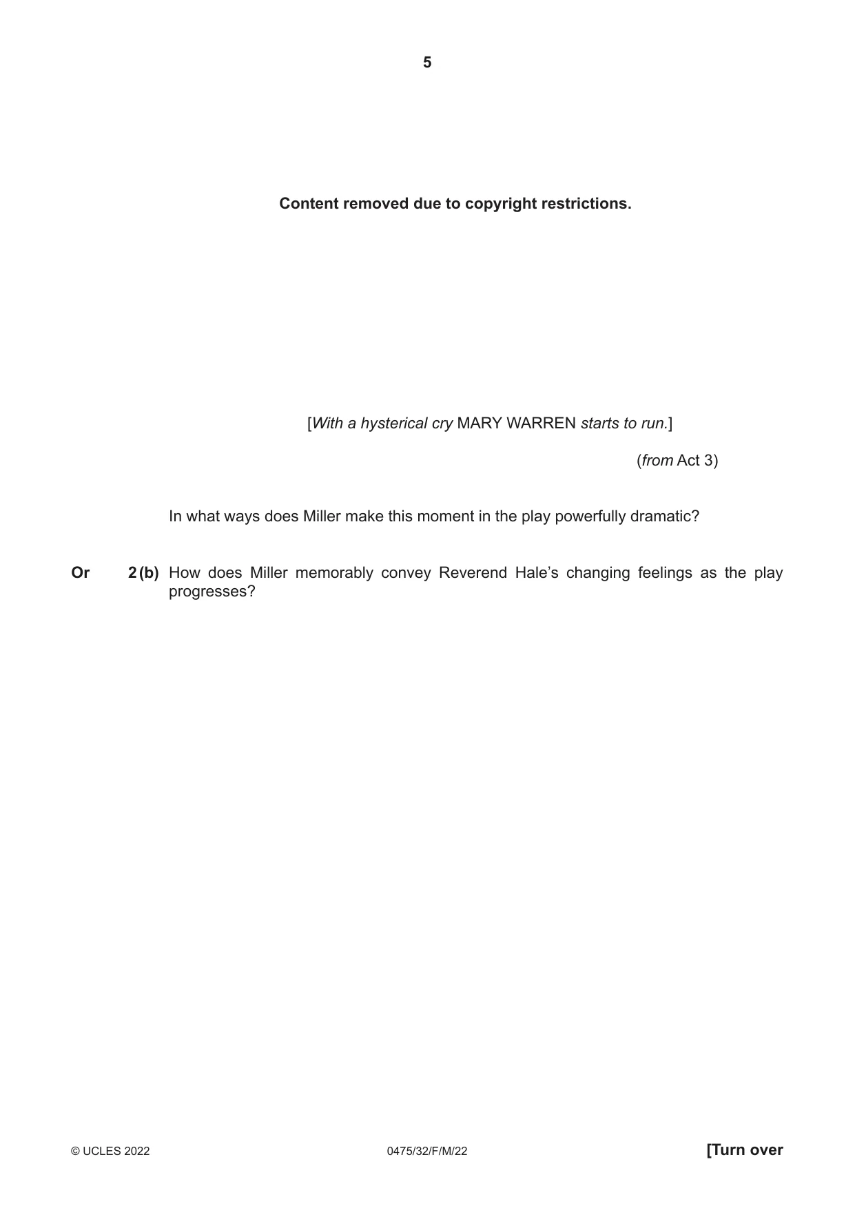 Cambridge IGCSE English - Literature in English 0475 2022 Feb/March Paper 3 · Variant 2 question paper, page 5 of 12