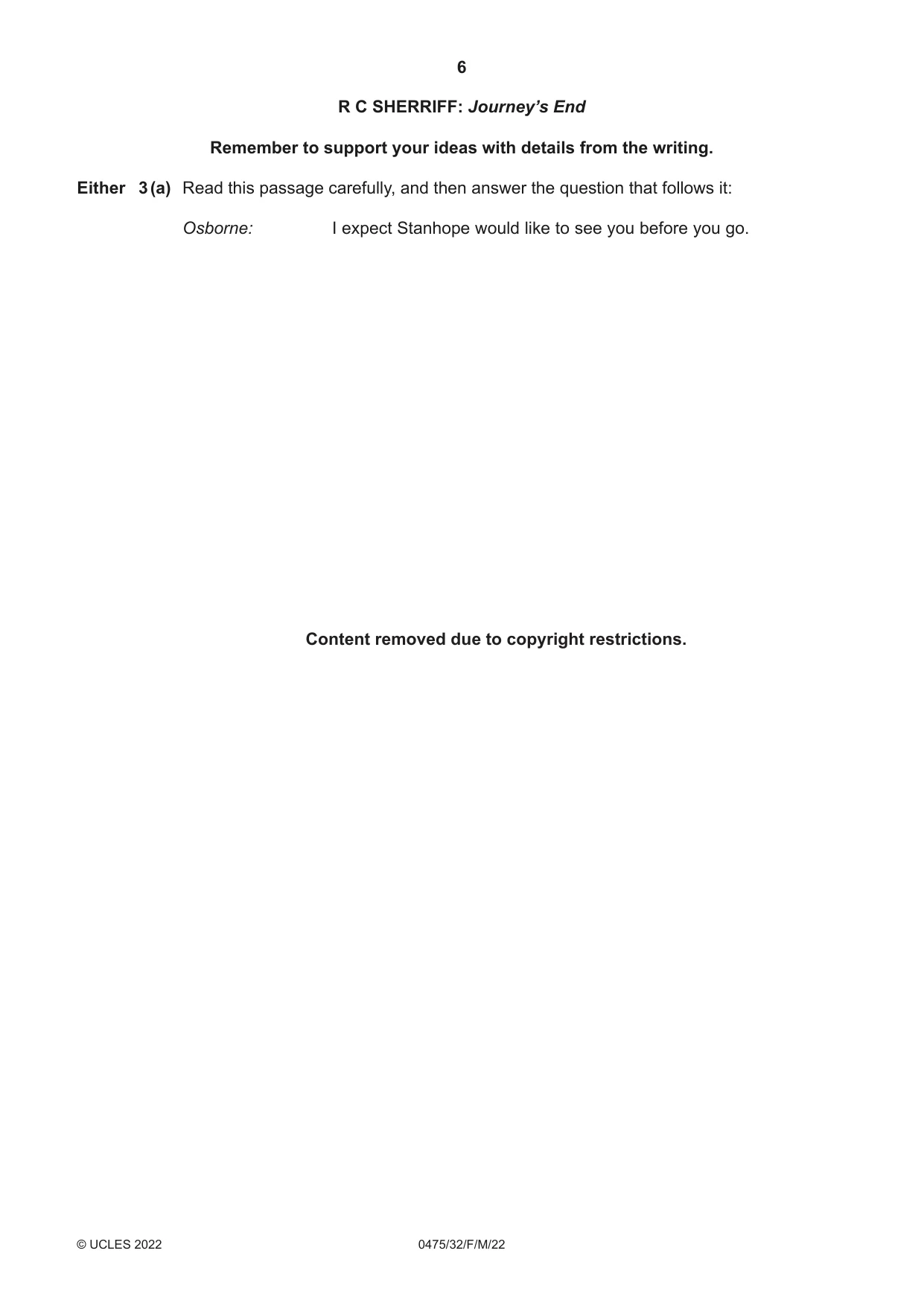 Cambridge IGCSE English - Literature in English 0475 2022 Feb/March Paper 3 · Variant 2 question paper, page 6 of 12
