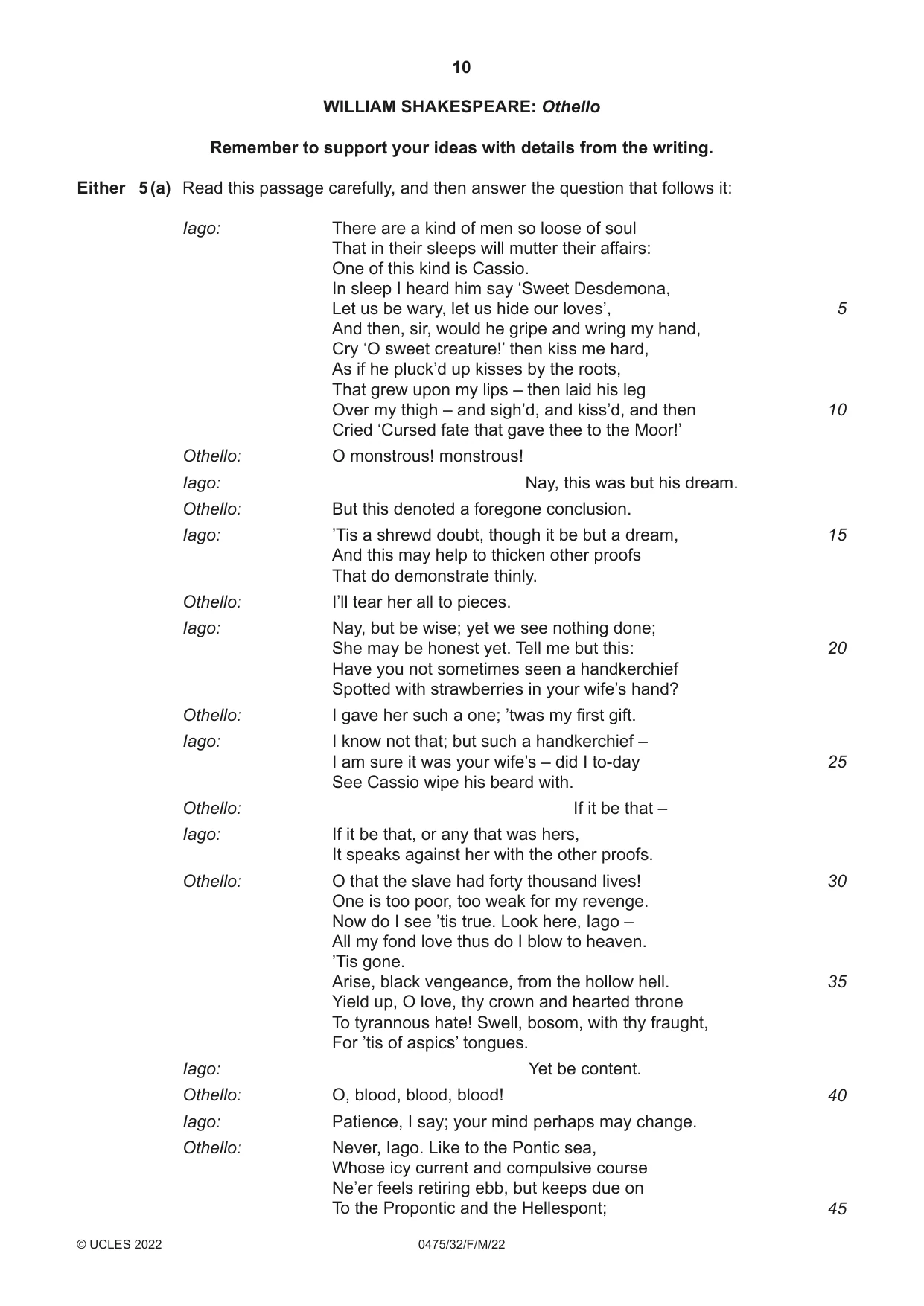 Cambridge IGCSE English - Literature in English 0475 2022 Feb/March Paper 3 · Variant 2 question paper, page 10 of 12