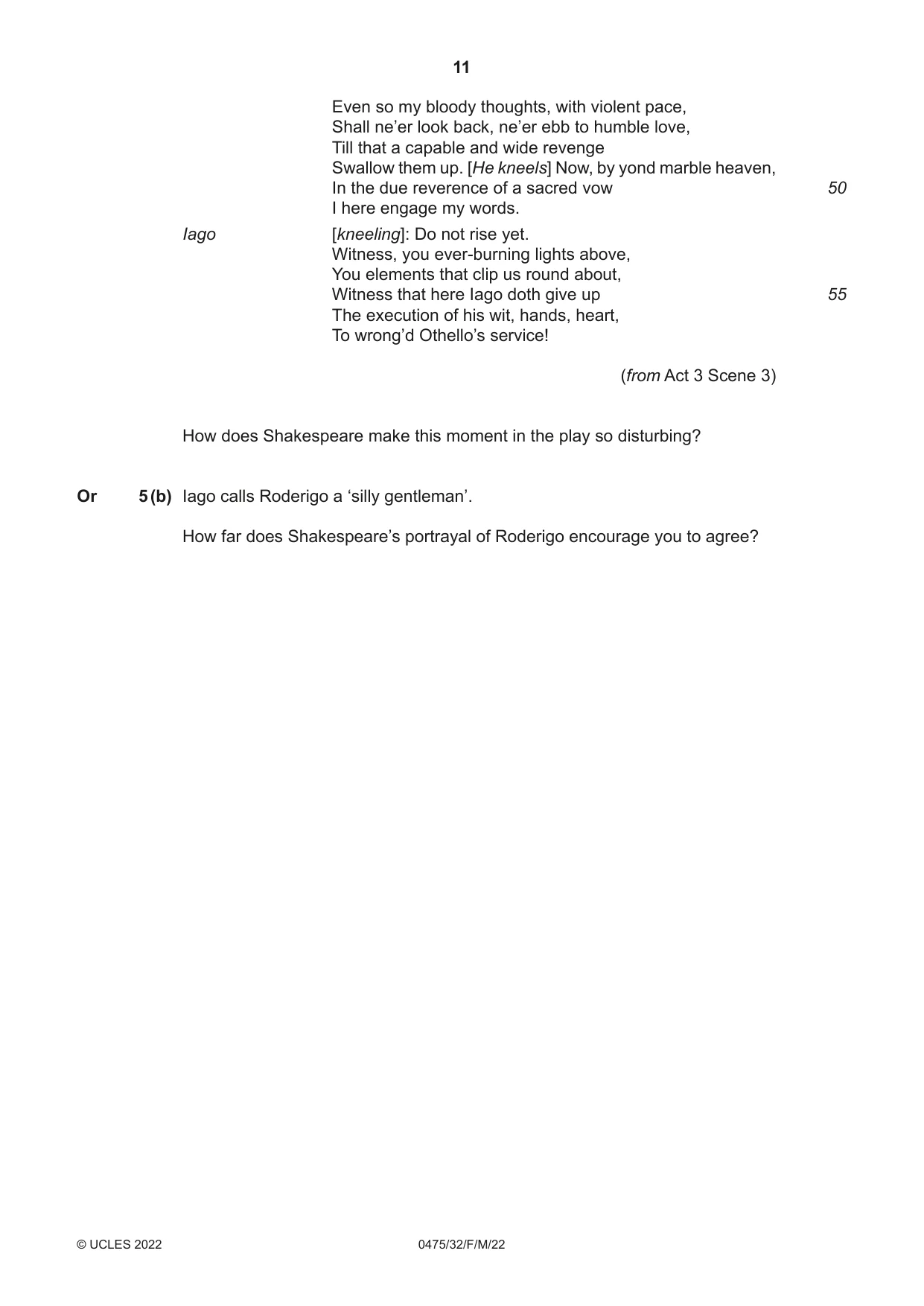 Cambridge IGCSE English - Literature in English 0475 2022 Feb/March Paper 3 · Variant 2 question paper, page 11 of 12