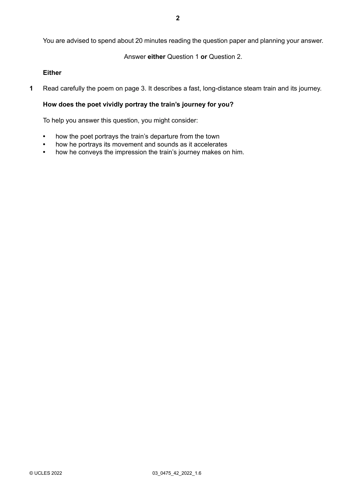 Cambridge IGCSE English - Literature in English 0475 2022 Feb/March Paper 4 · Variant 2 question paper, page 2 of 8