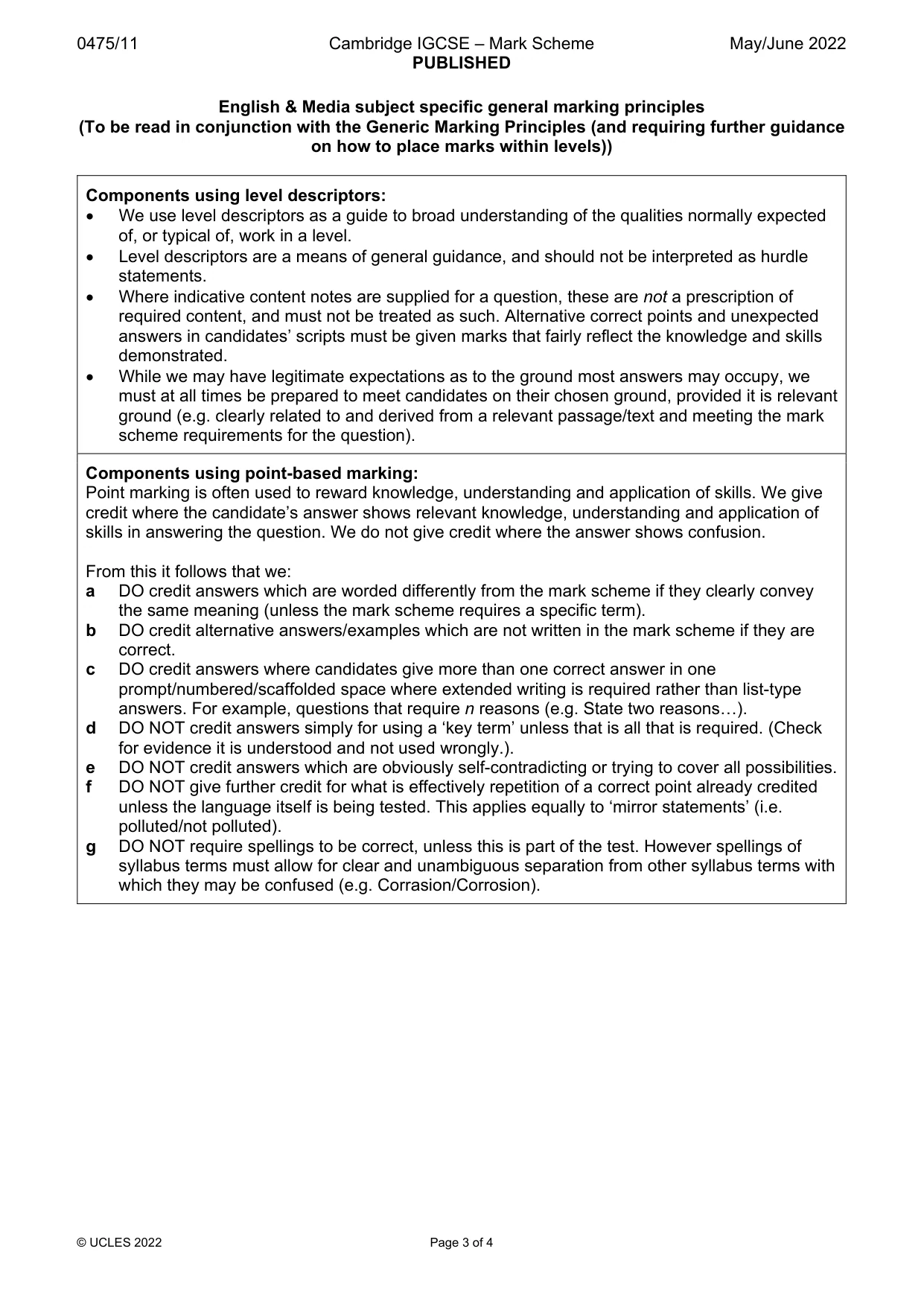 Mark scheme, page 3 of 4
