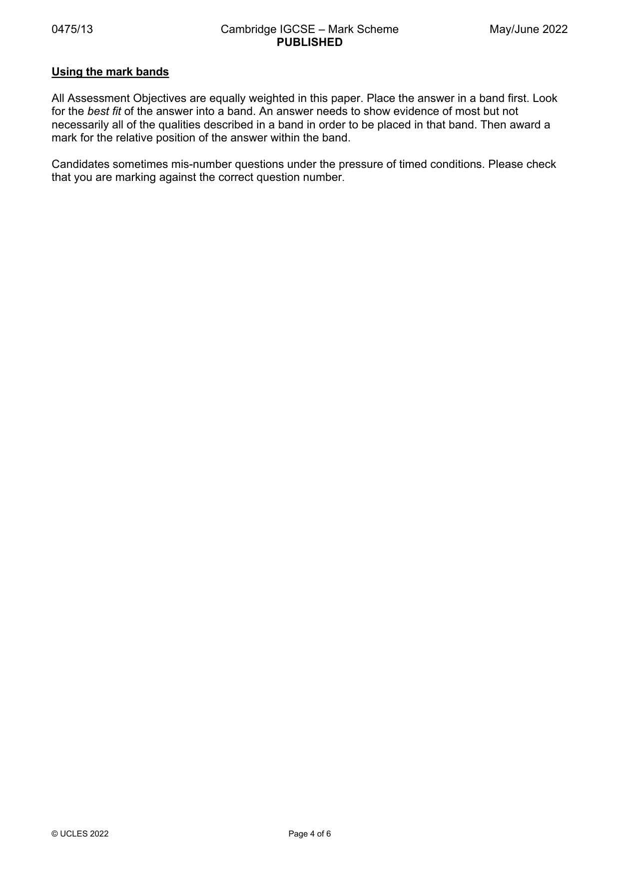 Mark scheme, page 4 of 6