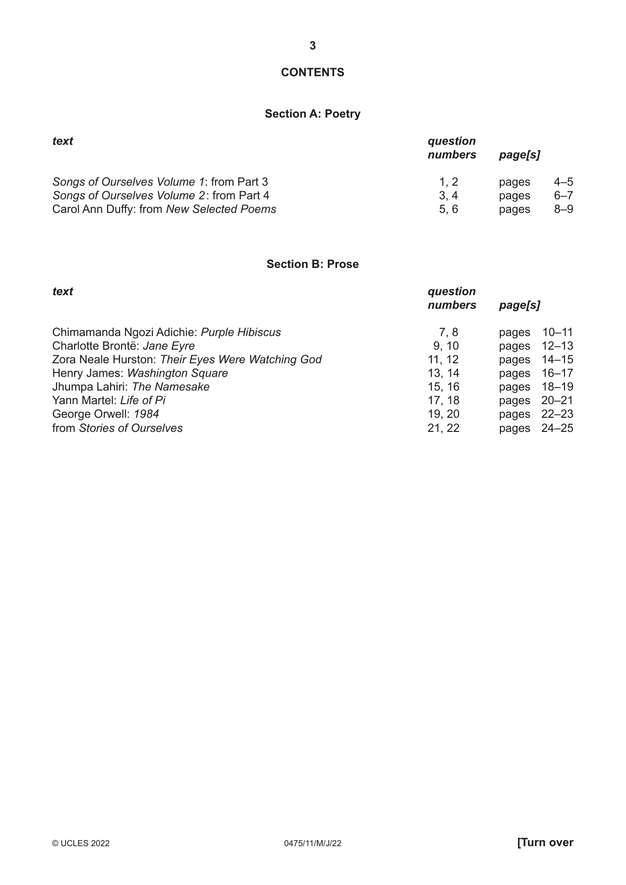 Cambridge IGCSE English - Literature in English 0475 2022 May/June Paper 1 · Variant 1 question paper, page 3 of 28
