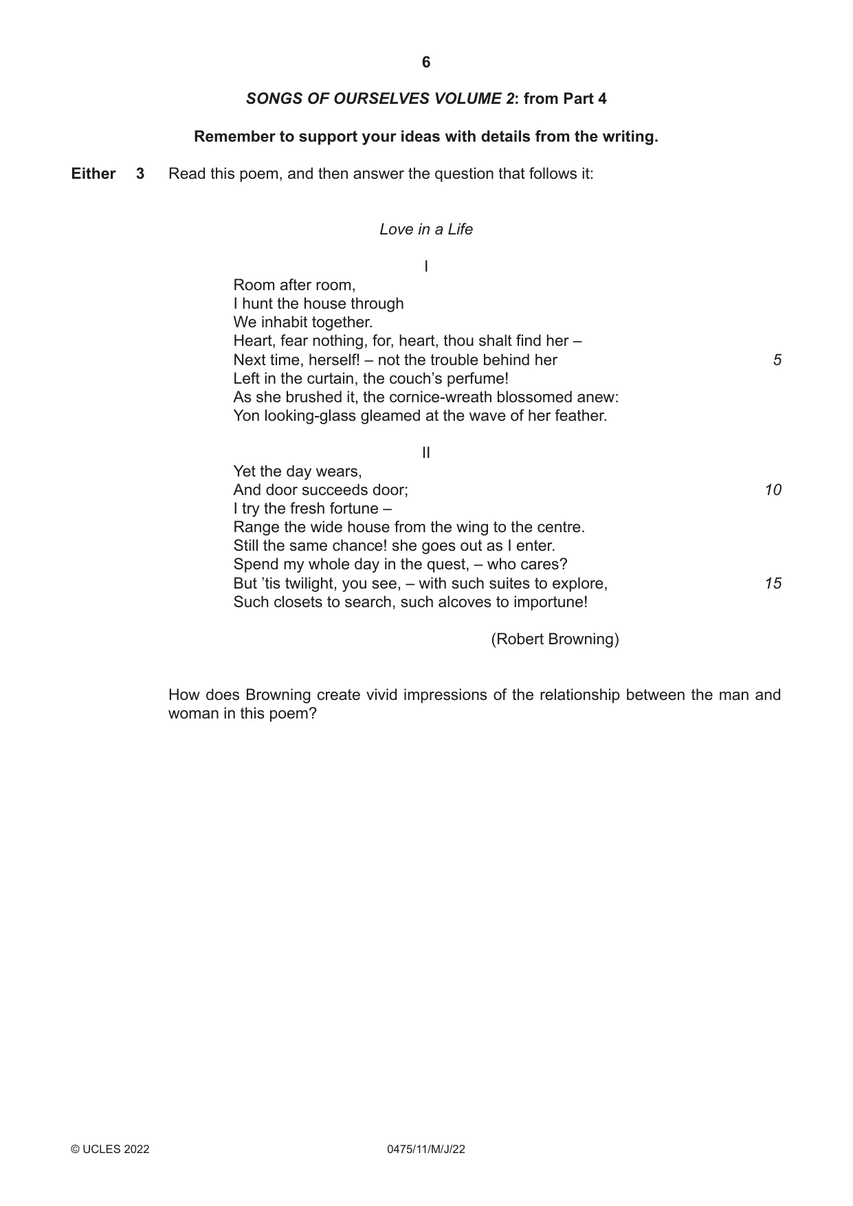 Cambridge IGCSE English - Literature in English 0475 2022 May/June Paper 1 · Variant 1 question paper, page 6 of 28